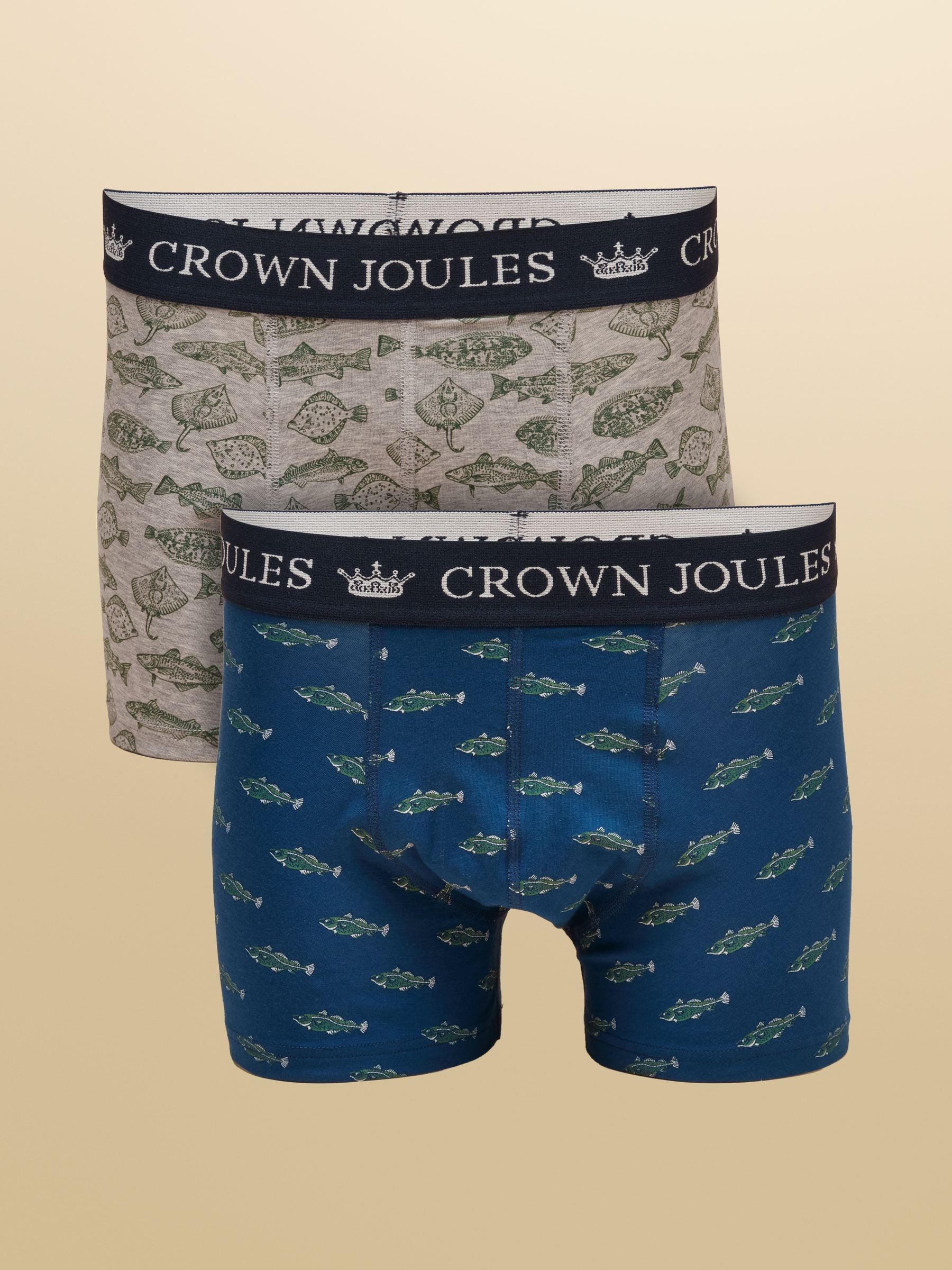 Oh My Cod Navy/Grey Cotton Jersey Boxer Shorts 2 pack