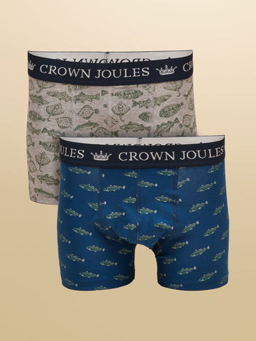 Oh My Cod Navy/Grey Cotton Jersey Boxer Shorts 2 pack
