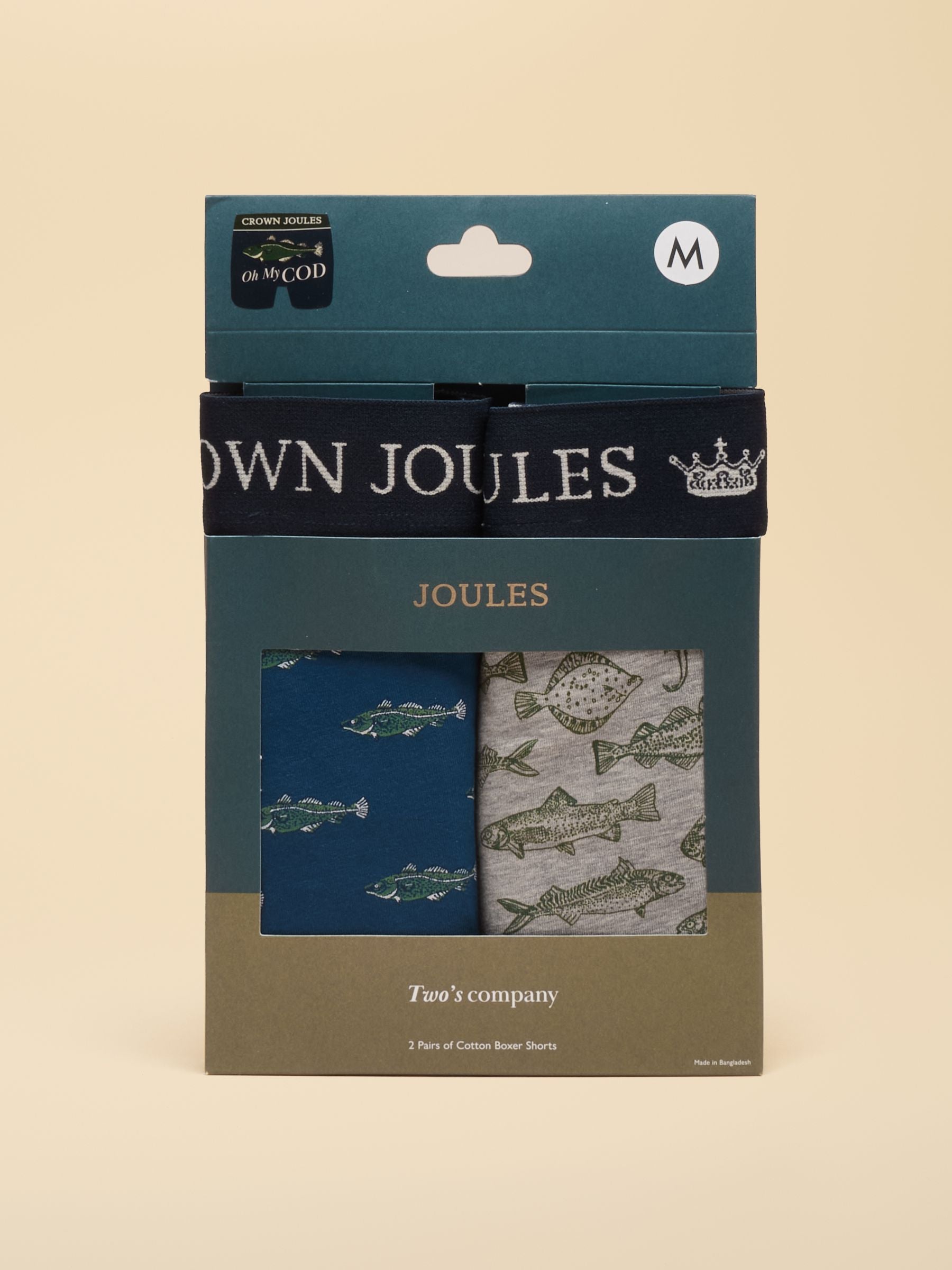 Oh My Cod Navy/Grey Cotton Jersey Boxer Shorts 2 pack