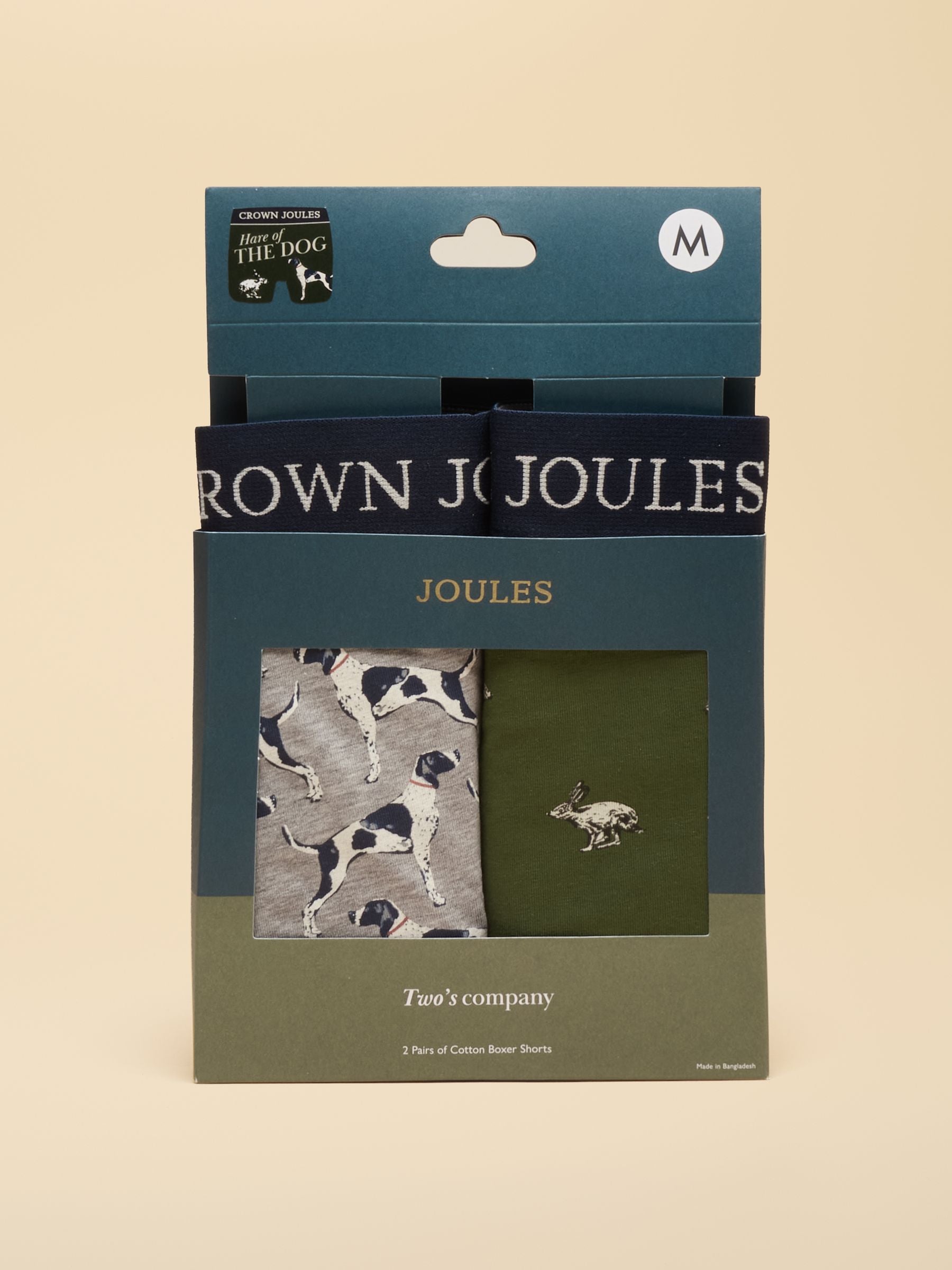 Hare Of The Dog Green/Grey Cotton Jersey Boxer Shorts 2 pack