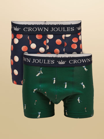 Best By Par Green/Navy Cotton Jersey Boxer Shorts 2 pack