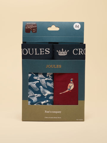 Cotton Jersey Boxer Shorts 2 pack - Navy/Burgundy