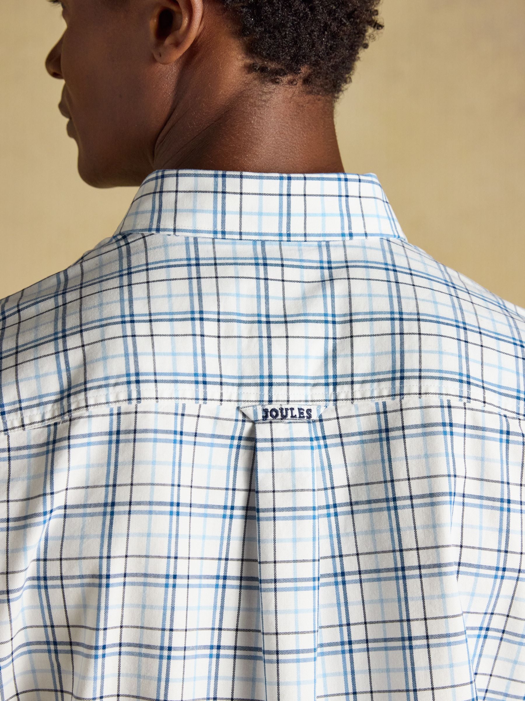 White & Blue Checked Classic Fit Cotton Oxford Shirt