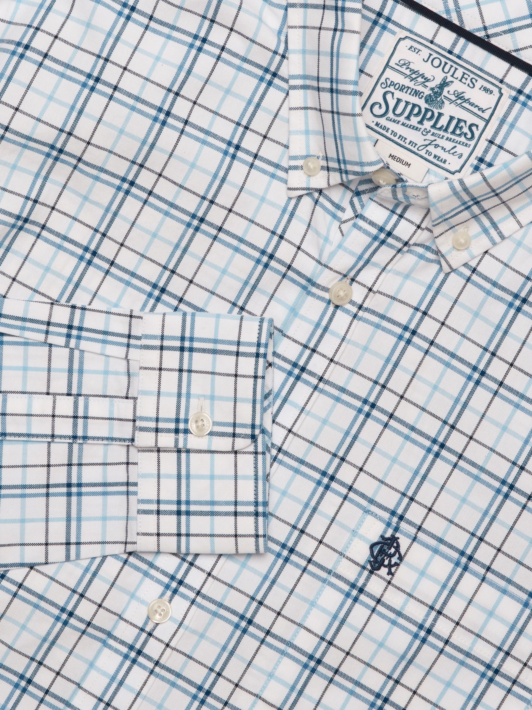 White & Blue Checked Classic Fit Cotton Oxford Shirt