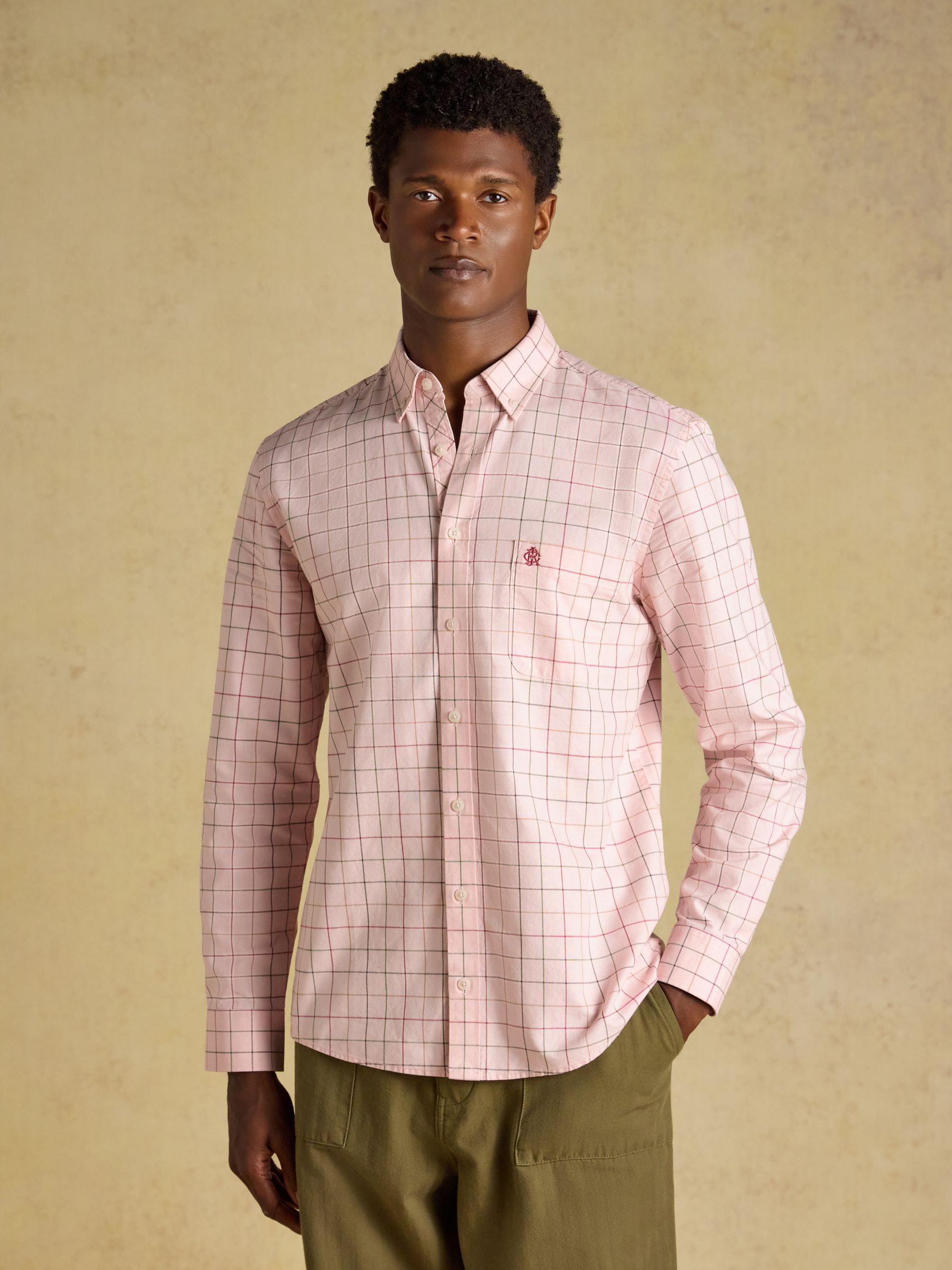 Pink Checked Classic Fit Cotton Oxford Shirt
