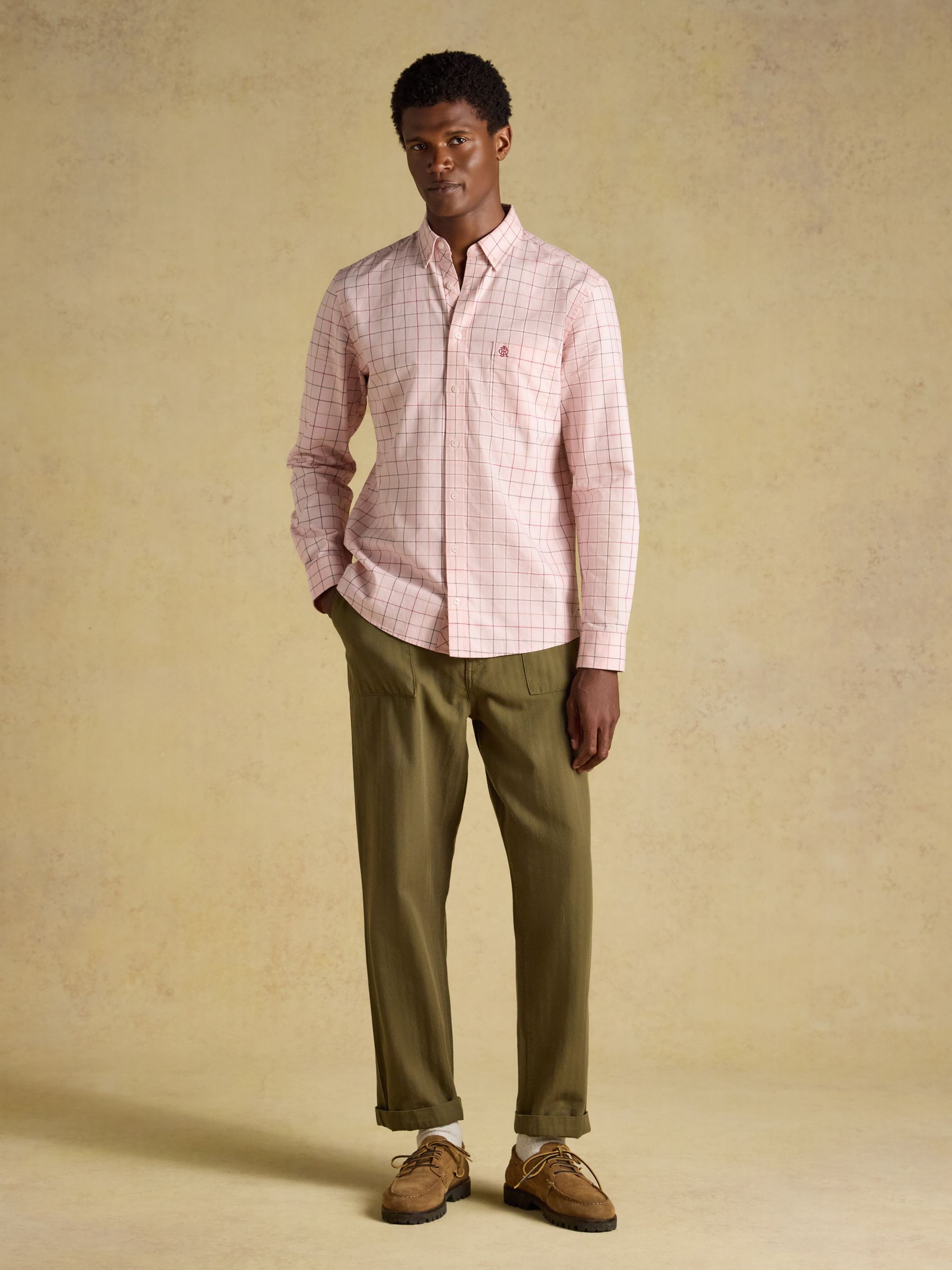 Pink Checked Classic Fit Cotton Oxford Shirt