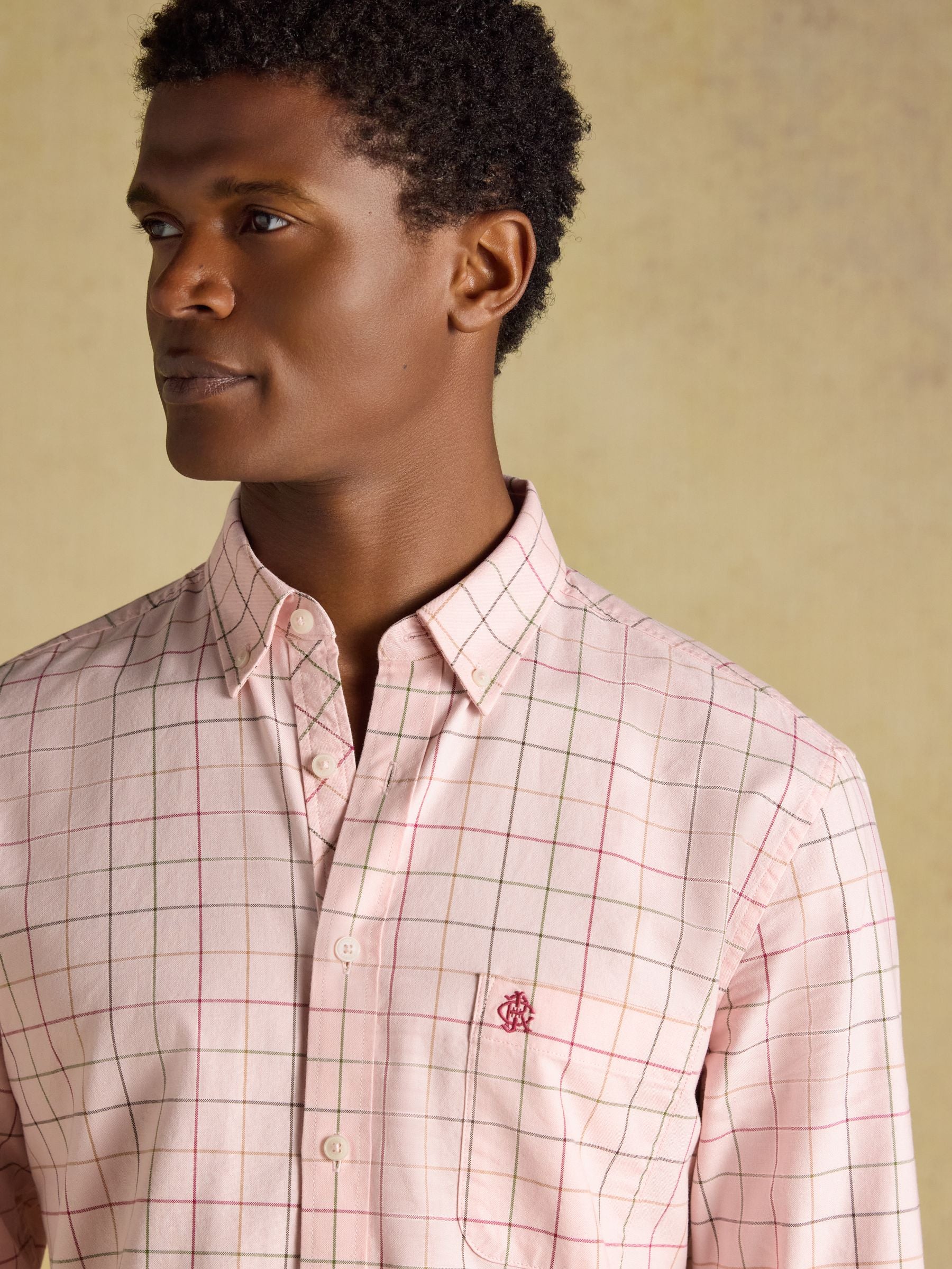 Pink Checked Classic Fit Cotton Oxford Shirt