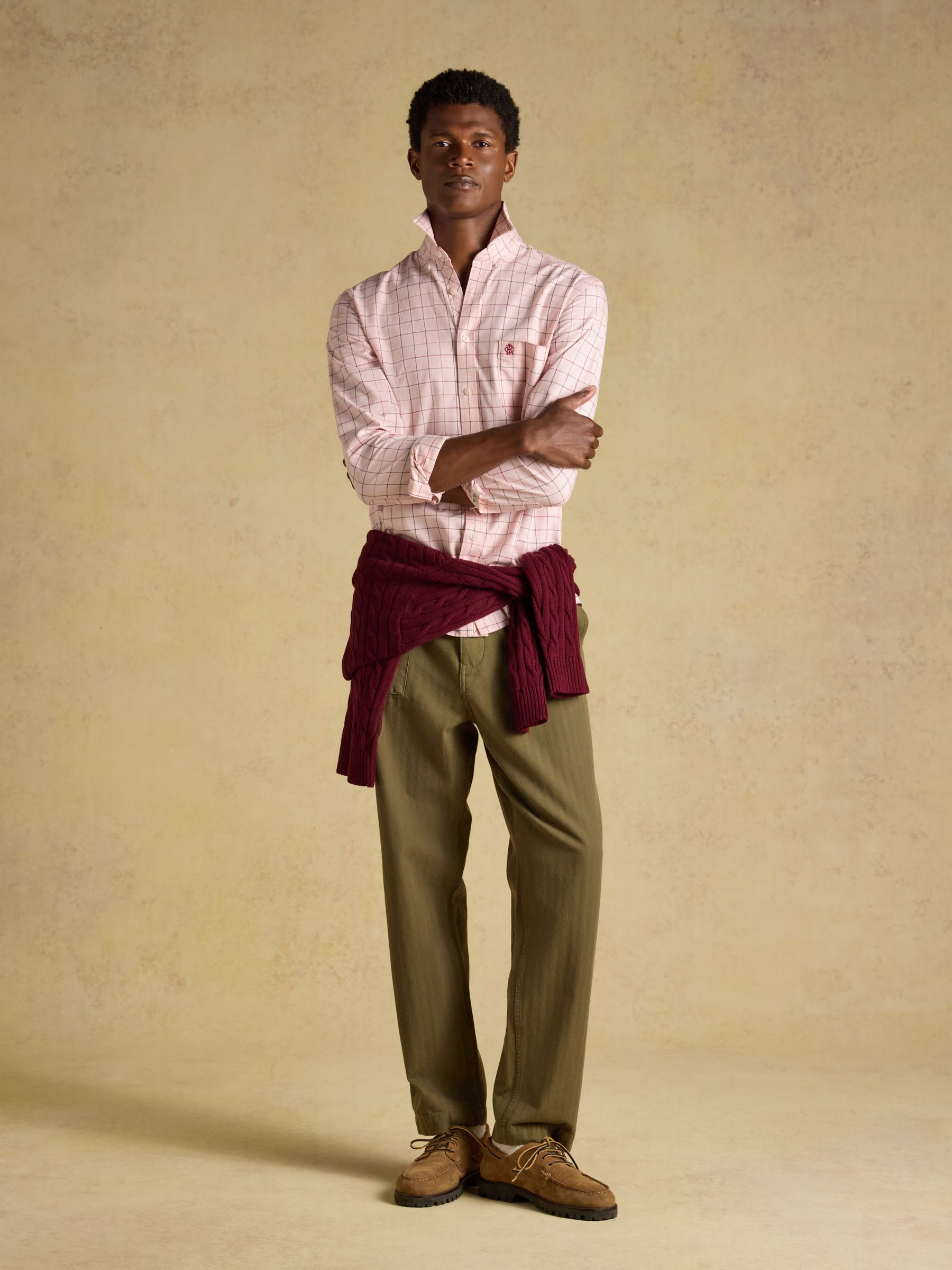 Pink Checked Classic Fit Cotton Oxford Shirt