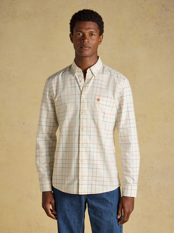 White Checked Classic Fit Cotton Oxford Shirt