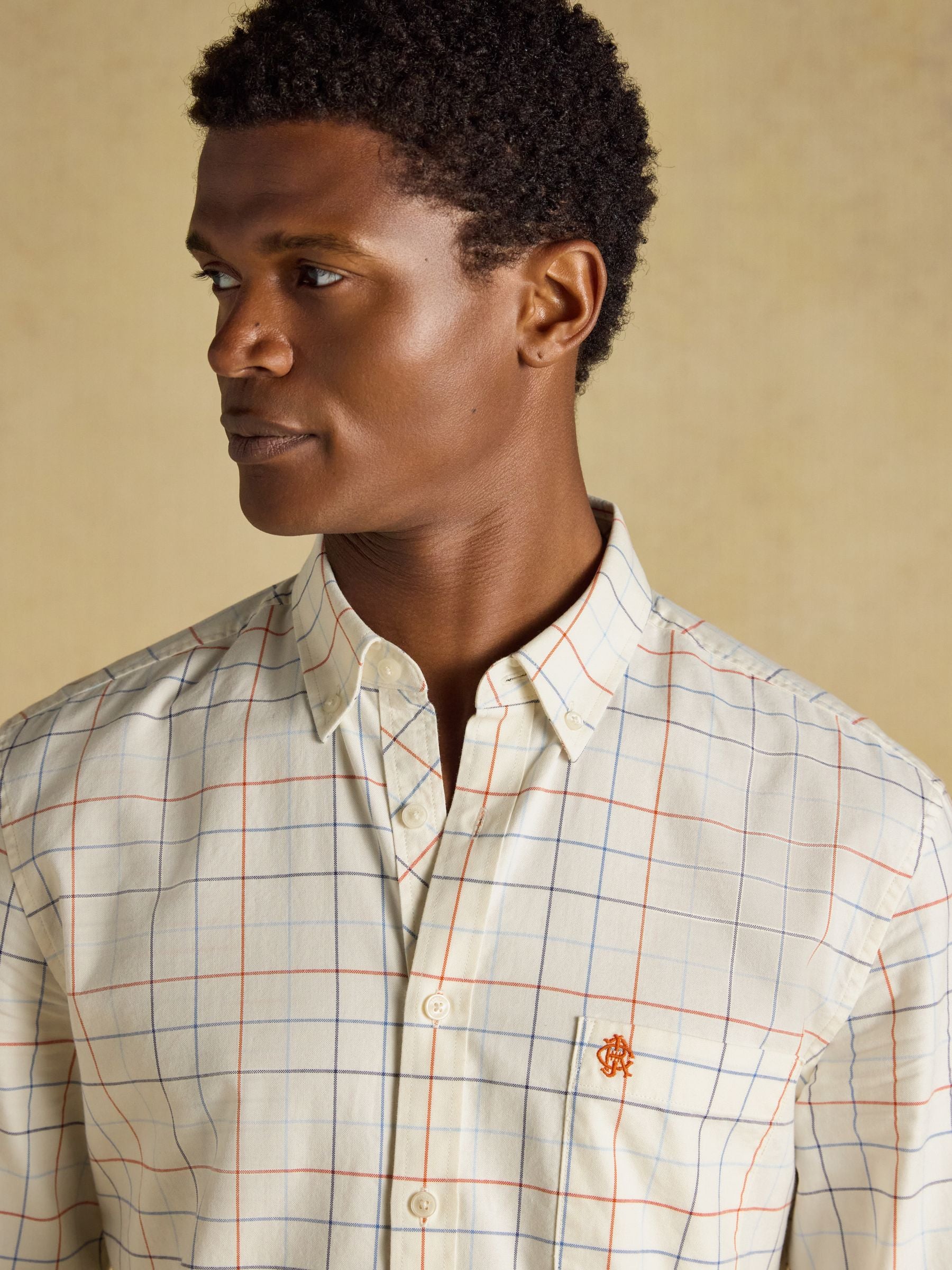 White Checked Classic Fit Cotton Oxford Shirt