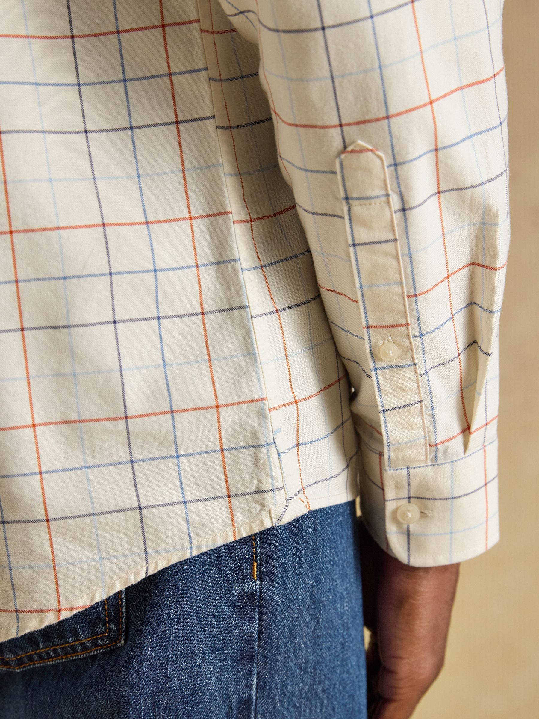 White Checked Classic Fit Cotton Oxford Shirt