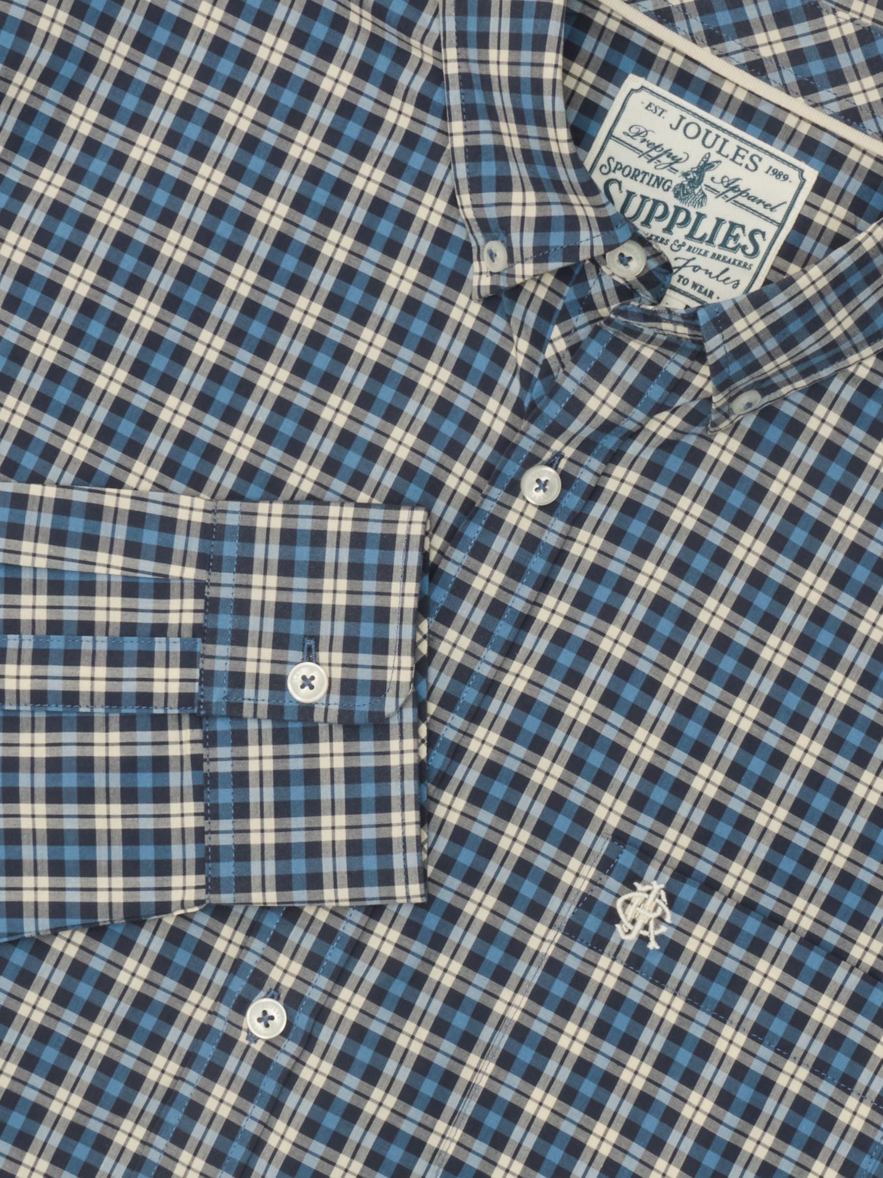 Blue Cotton Poplin Long Sleeve Check Shirt