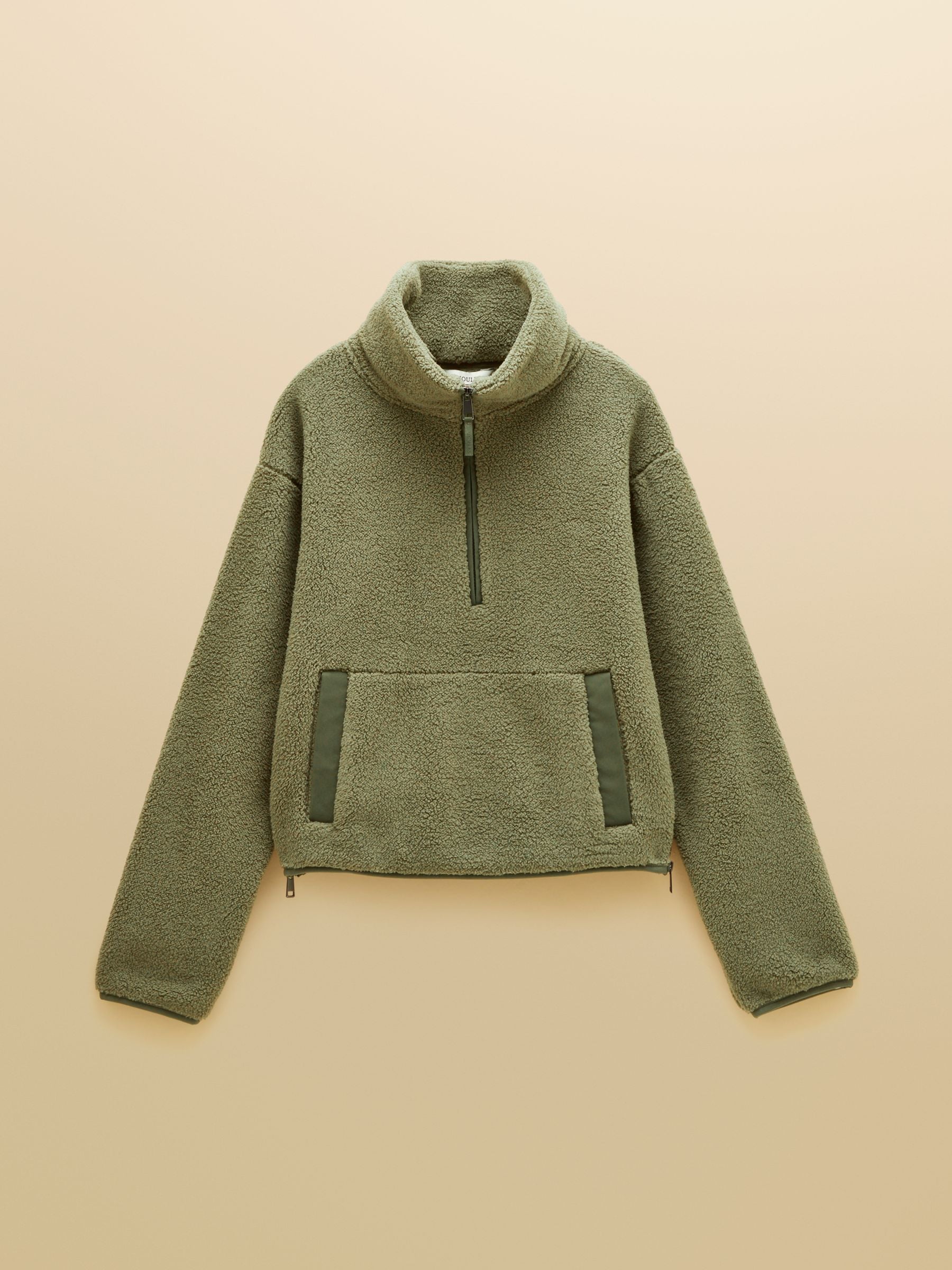 Olive Green Cropped Quarter Zip Fleece
