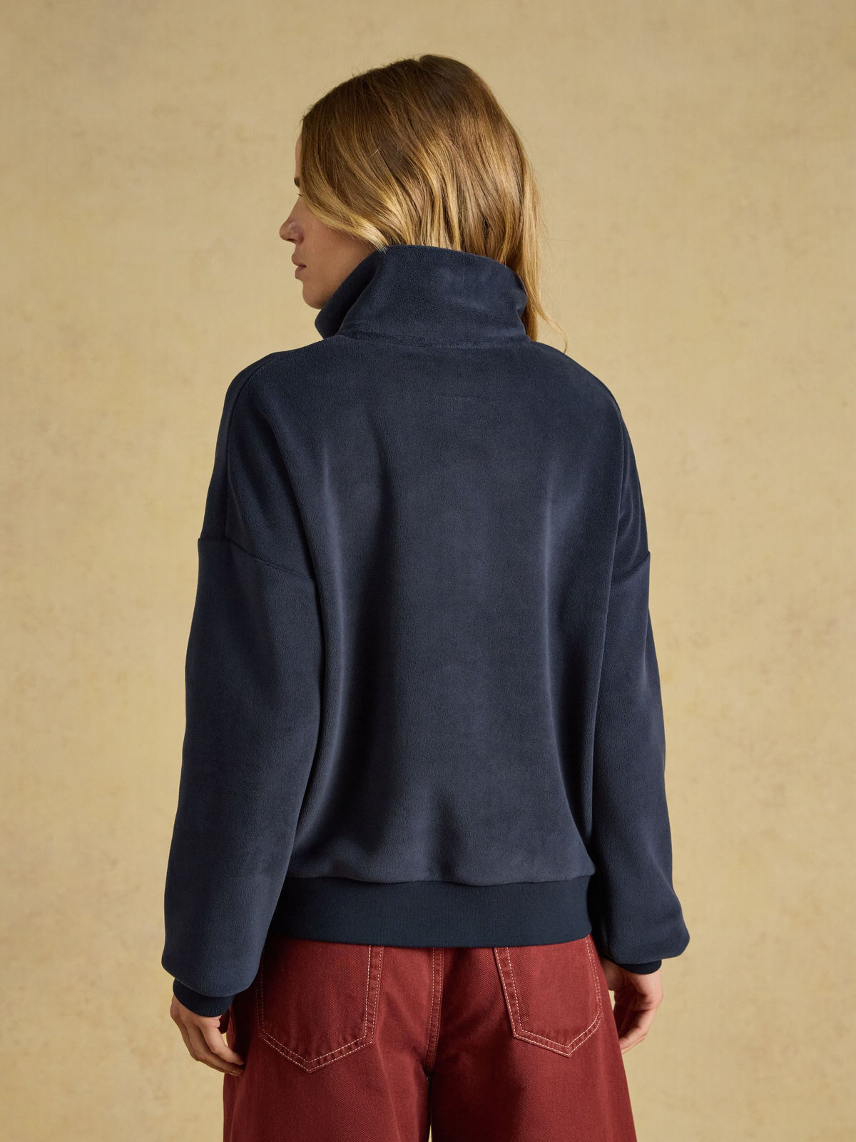 Quarter Zip Funnel Neck Fleece - Navy