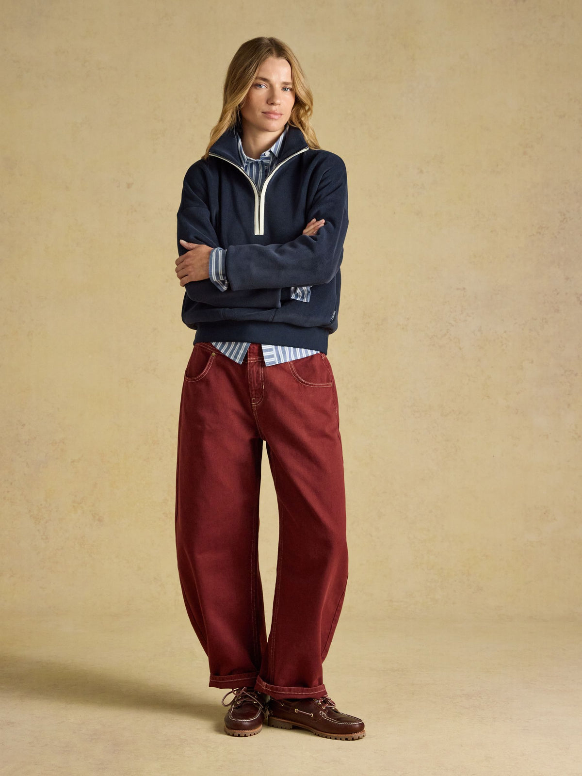Quarter Zip Funnel Neck Fleece - Navy