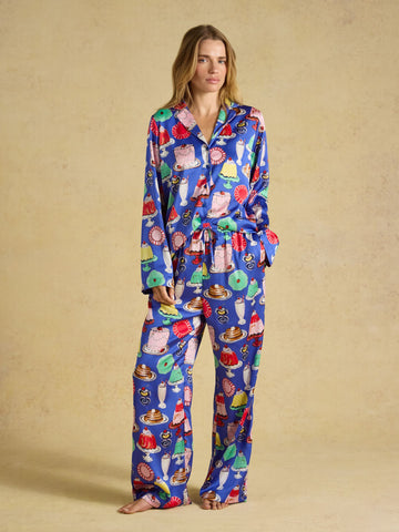 Bonnie Puddings Print Satin Long Sleeve Pyjama Set
