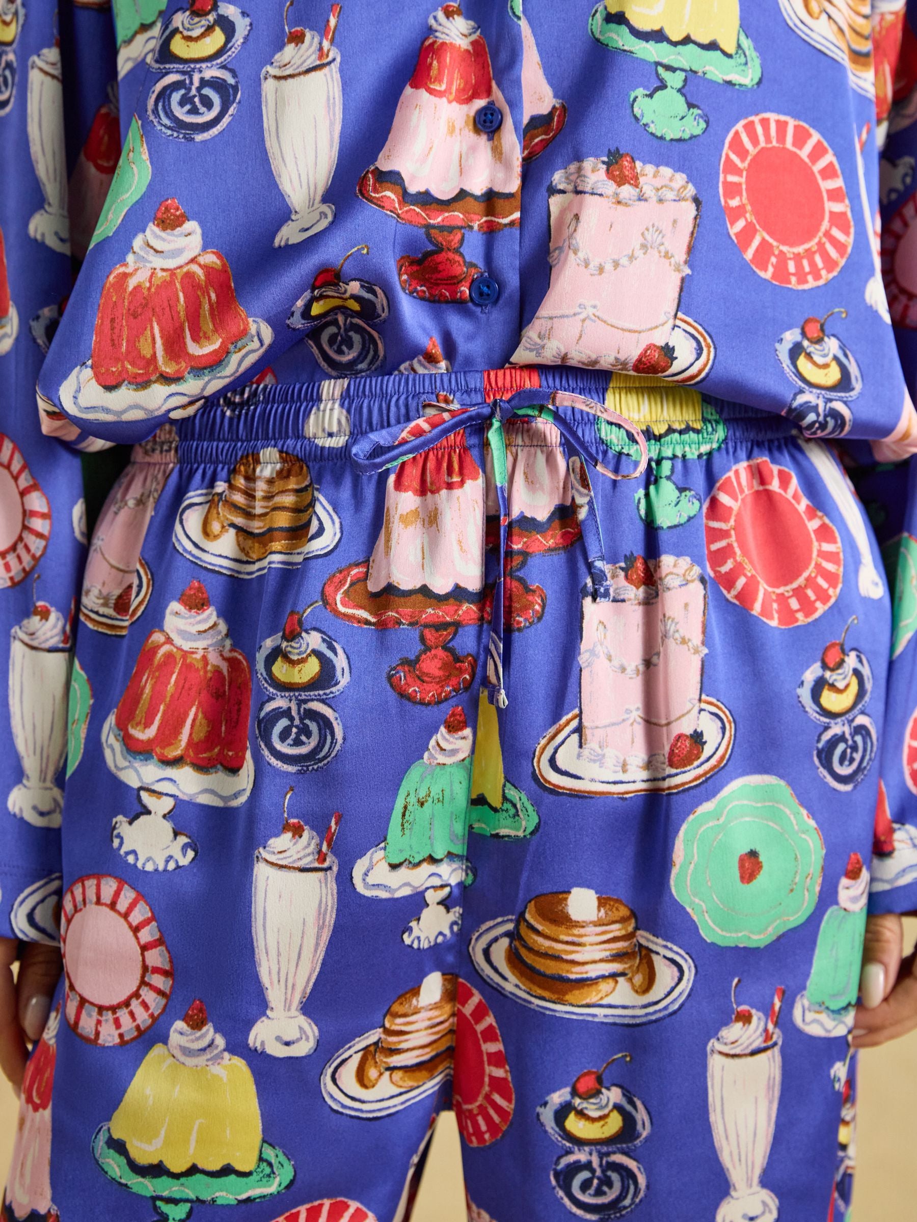 Bonnie Puddings Print Satin Long Sleeve Pyjama Set