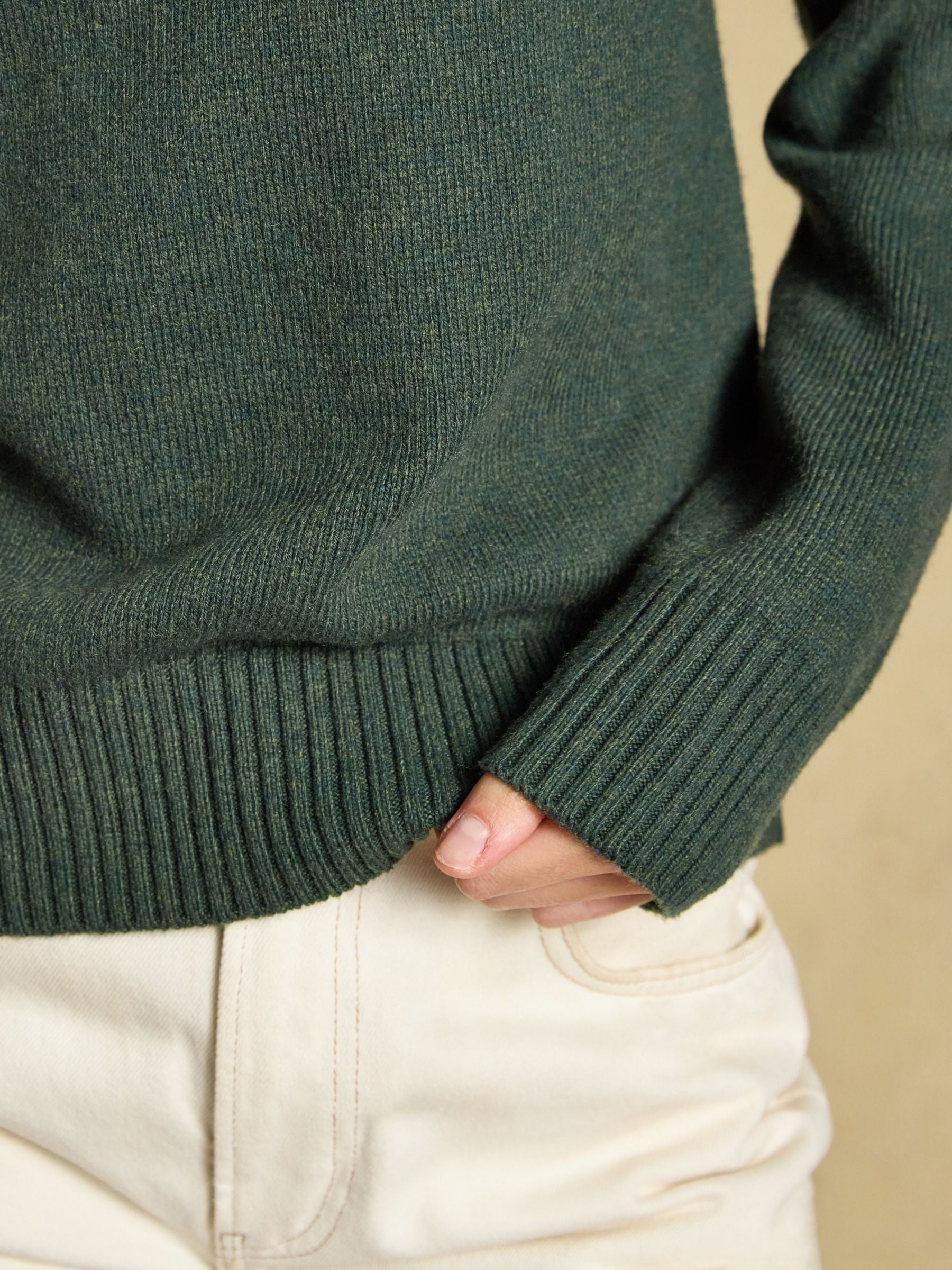 Green Landscape Pattern Cotton Blend Knitted Jumper