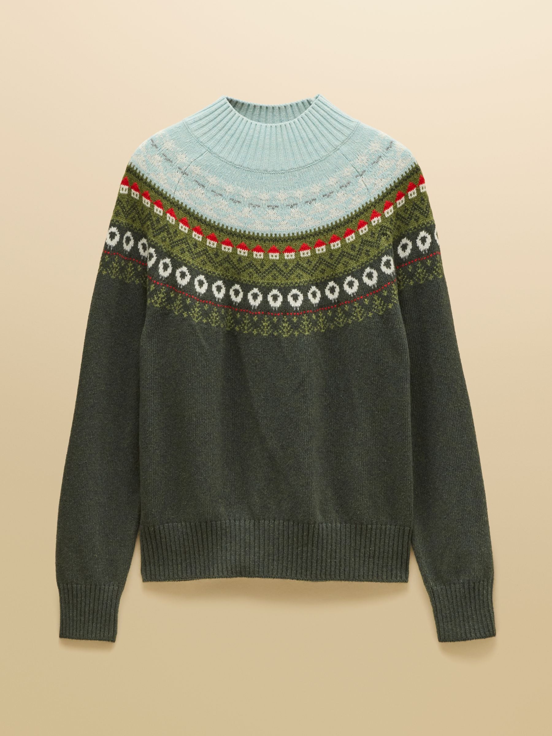 Green Landscape Pattern Cotton Blend Knitted Jumper