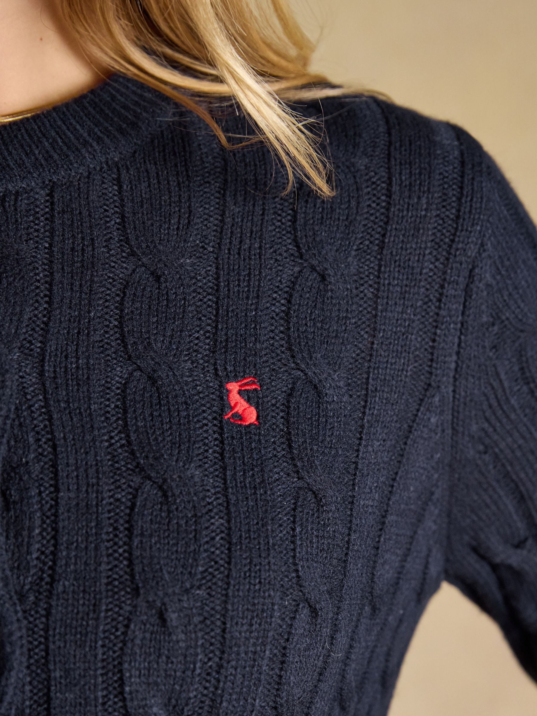 Navy Cable Knit Button Up Cardigan