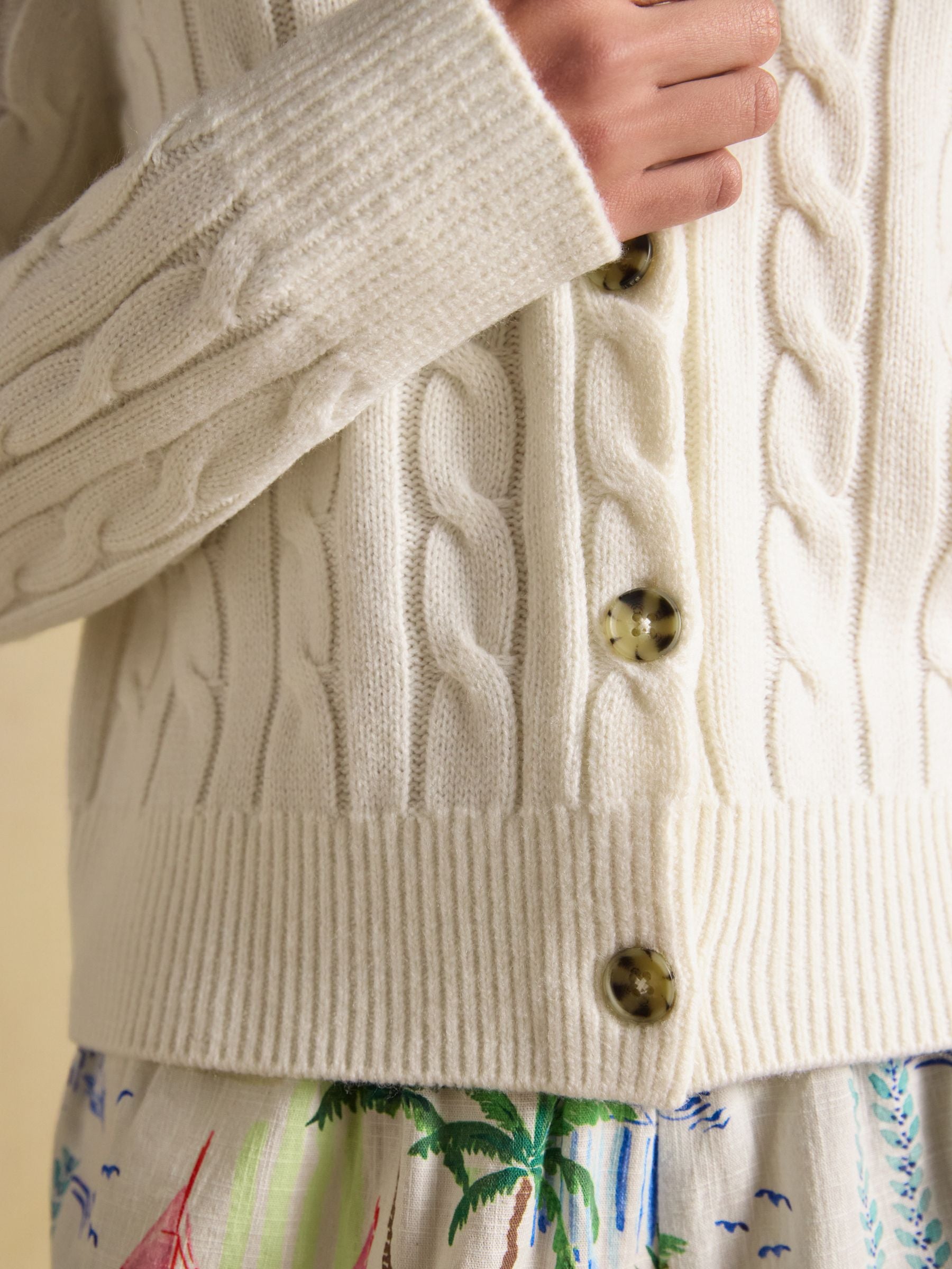 Cream Cable Knit Button Up Cardigan