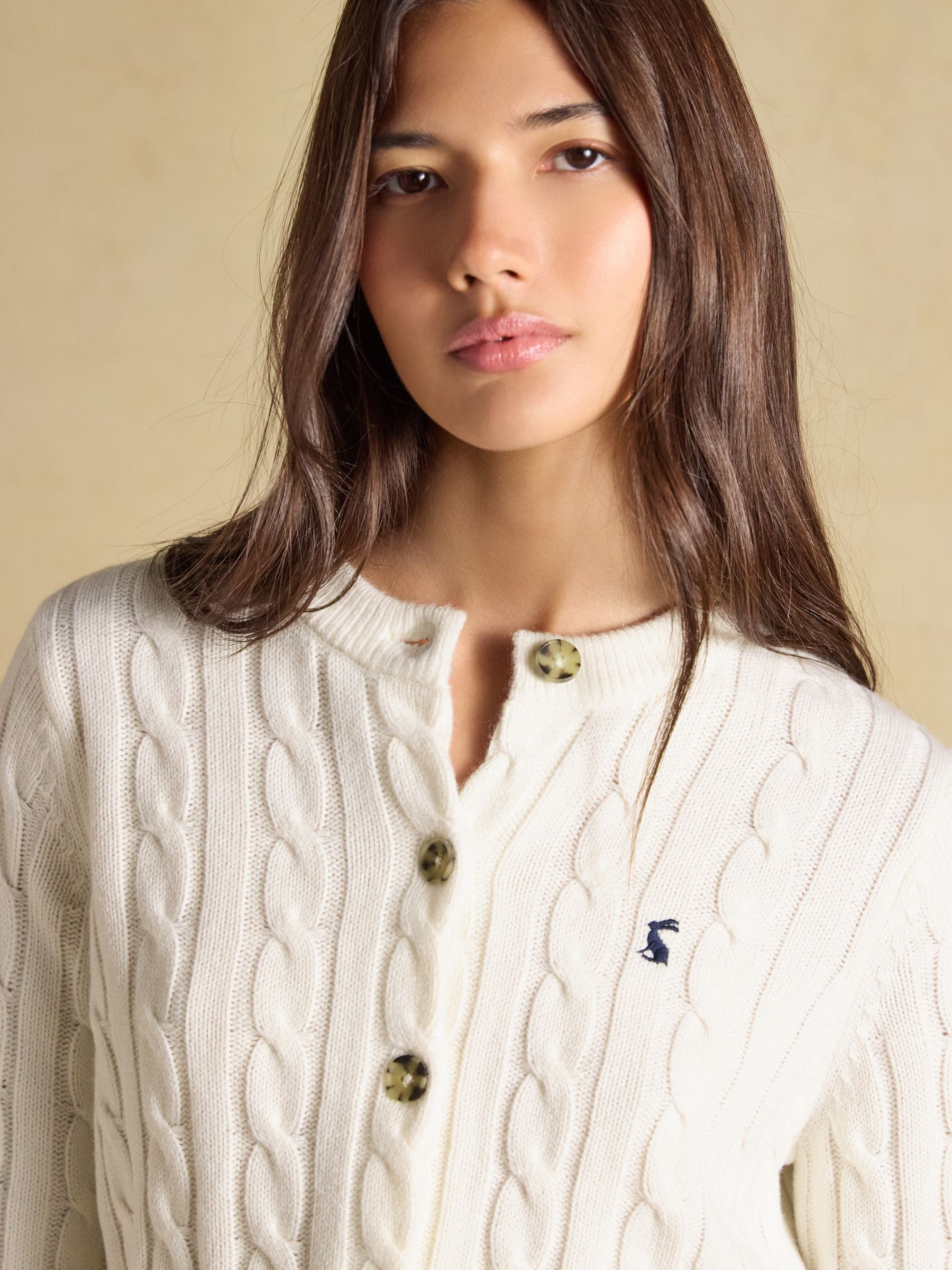 Cream Cable Knit Button Up Cardigan