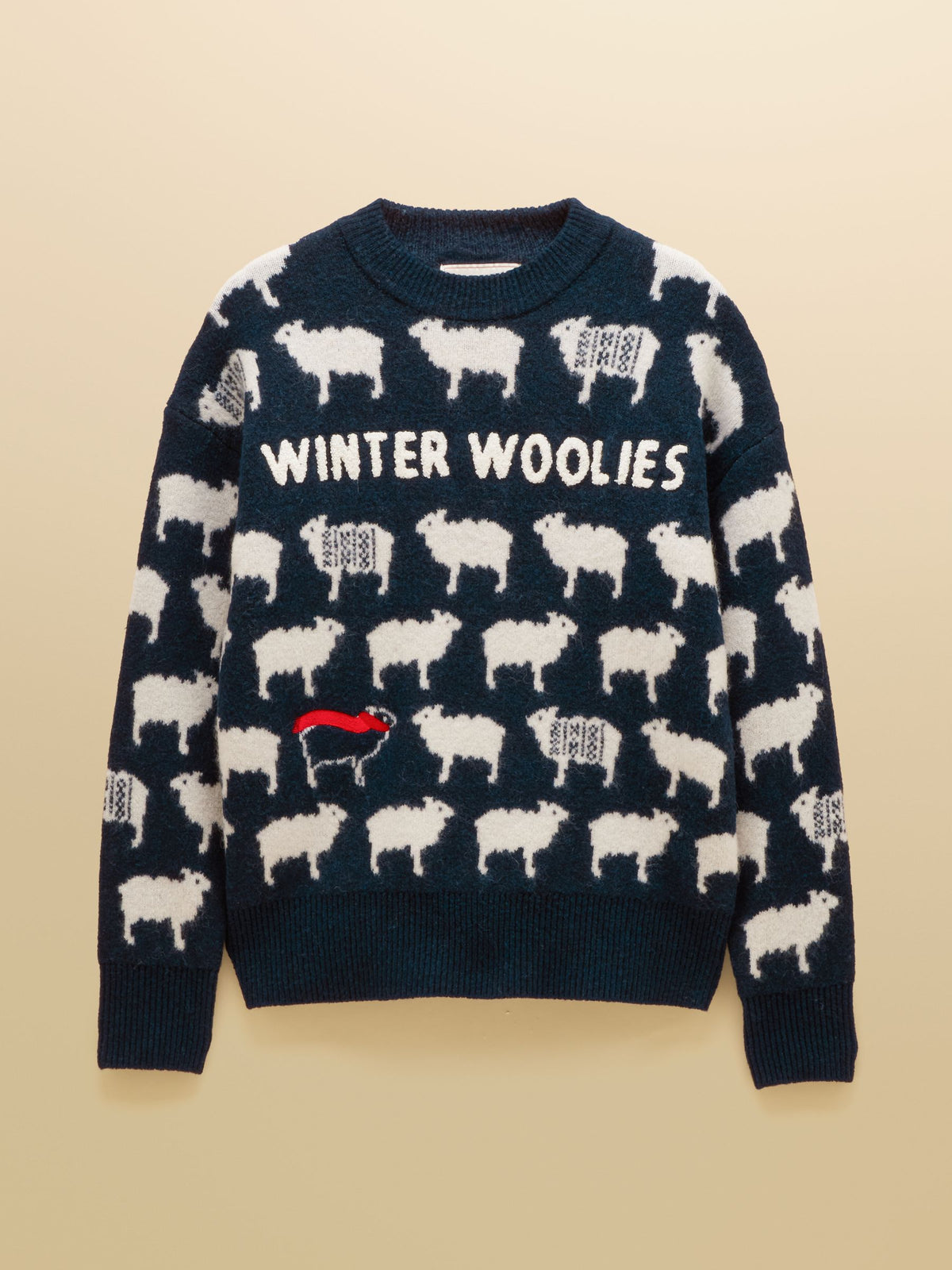 Sheep Icon Crew Neck Knitted Jumper - Navy