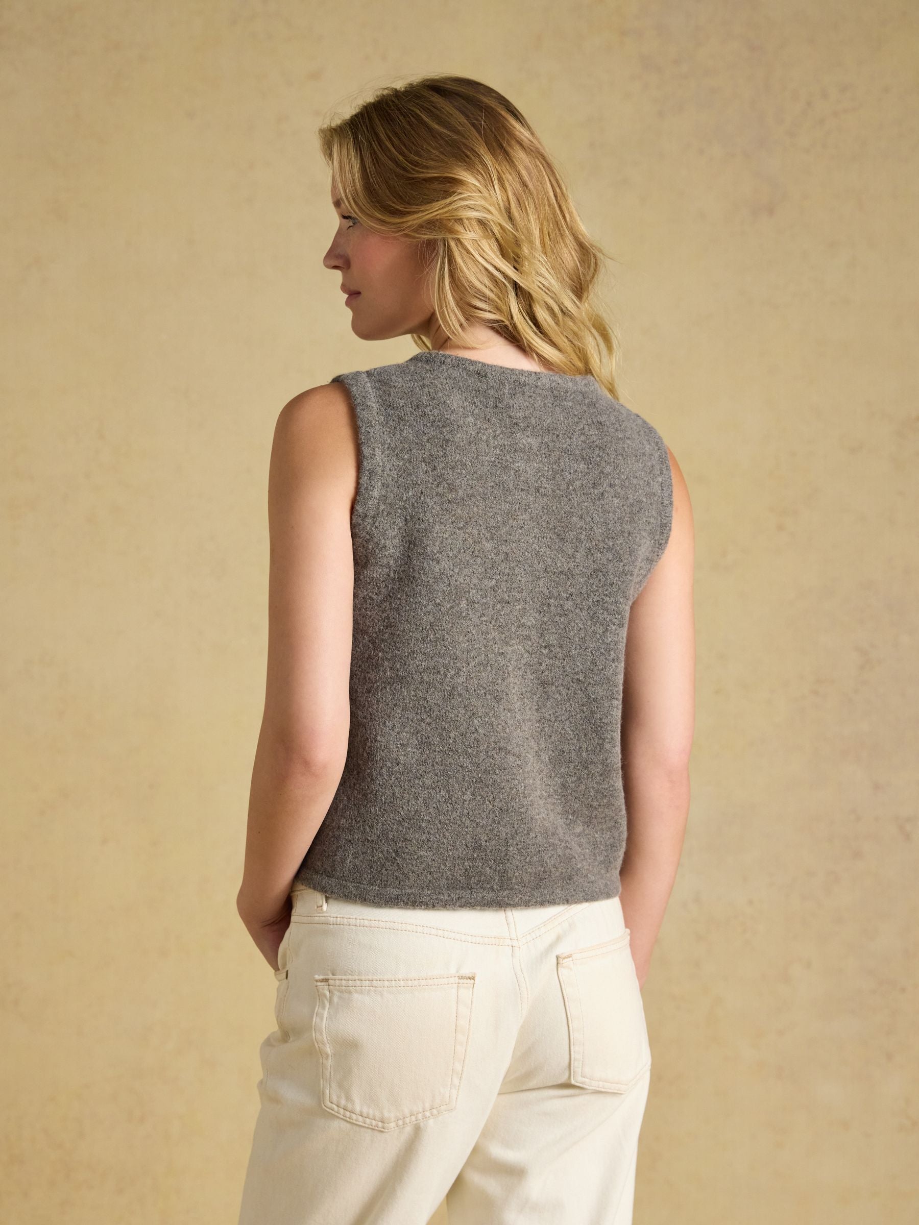 Holly Brown Button Through Knitted Vest