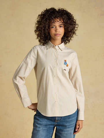 Tan Striped Classic Poplin Shirt