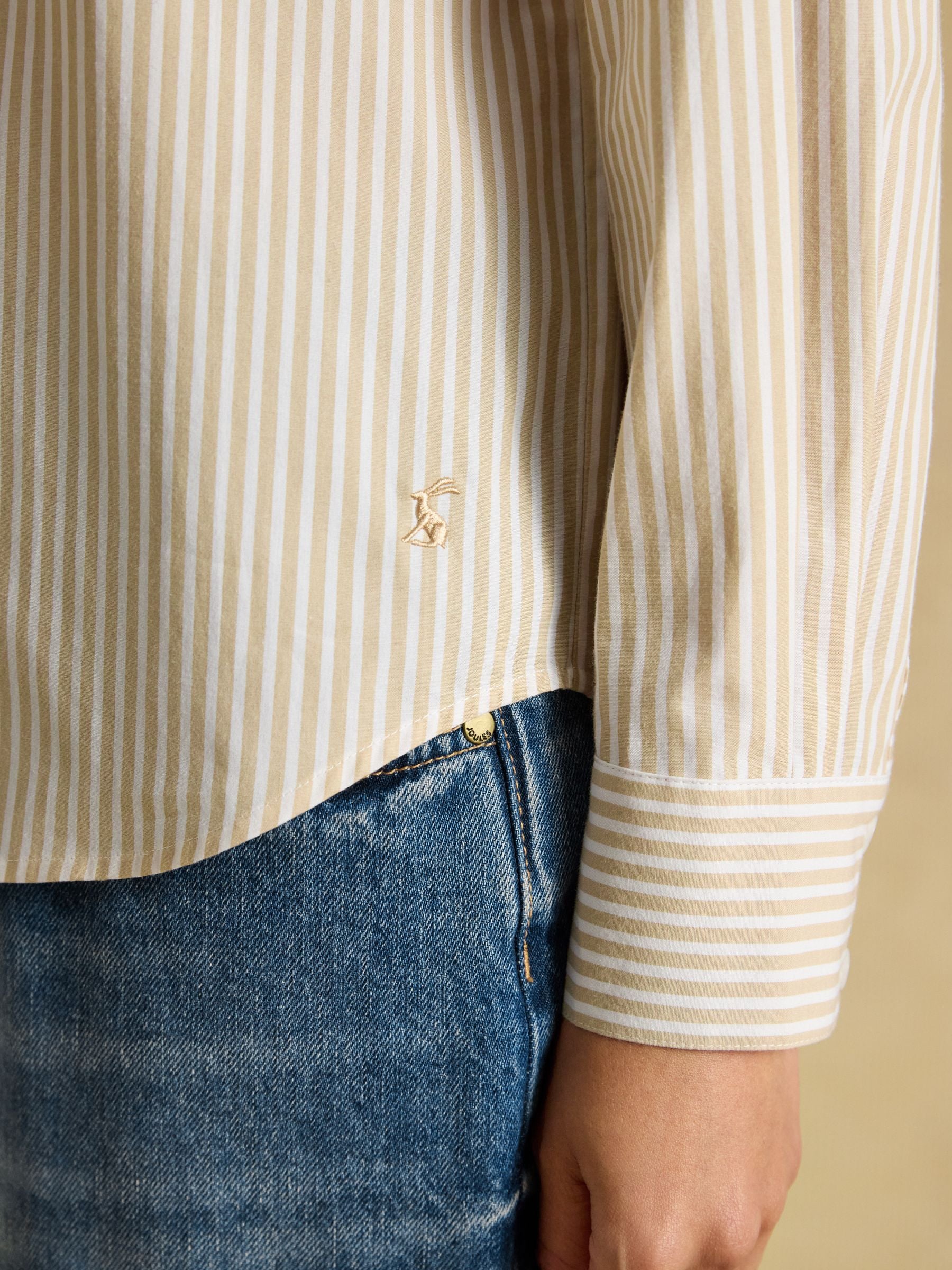 Tan Striped Classic Poplin Shirt