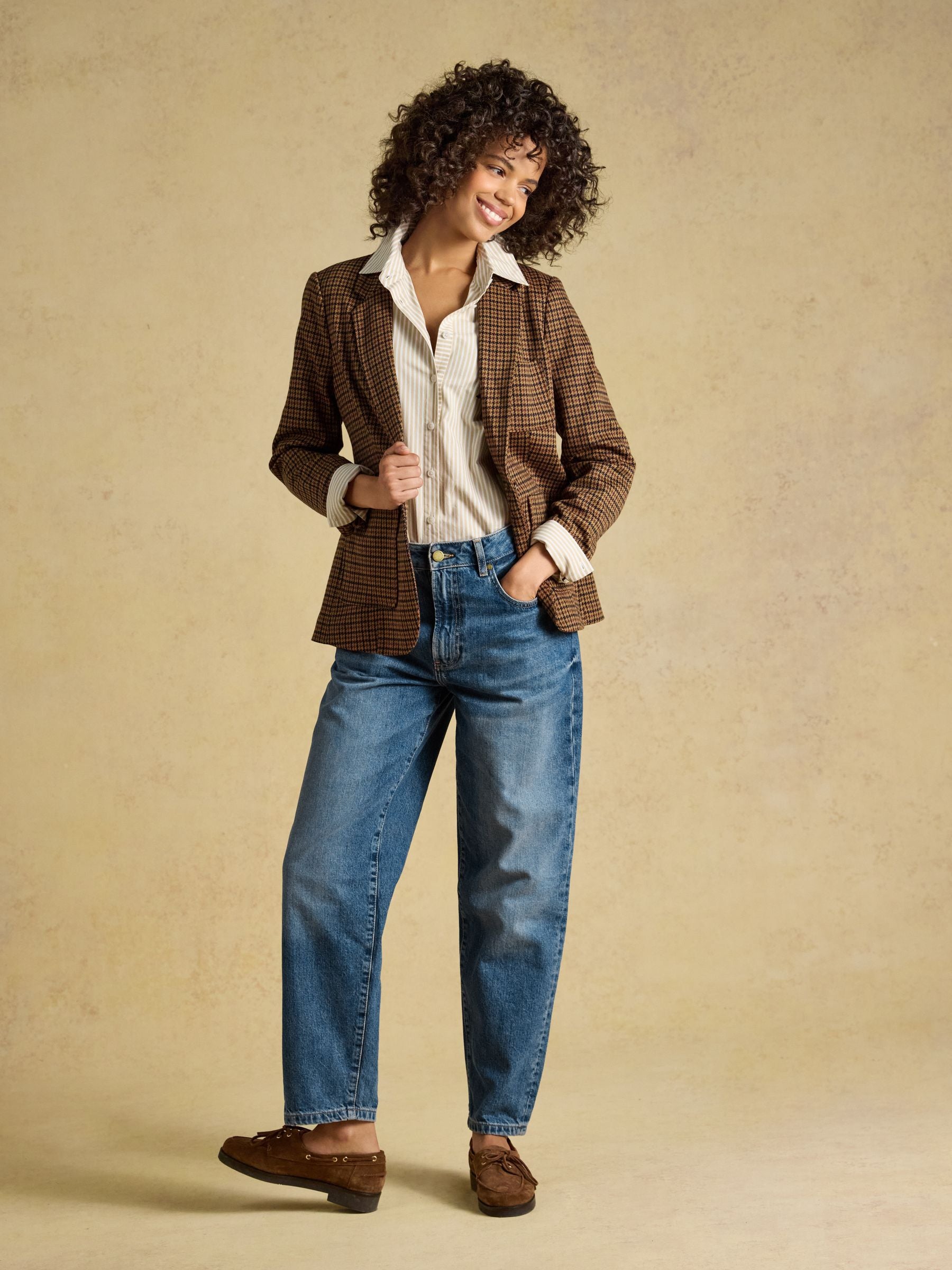 Tan Striped Classic Poplin Shirt