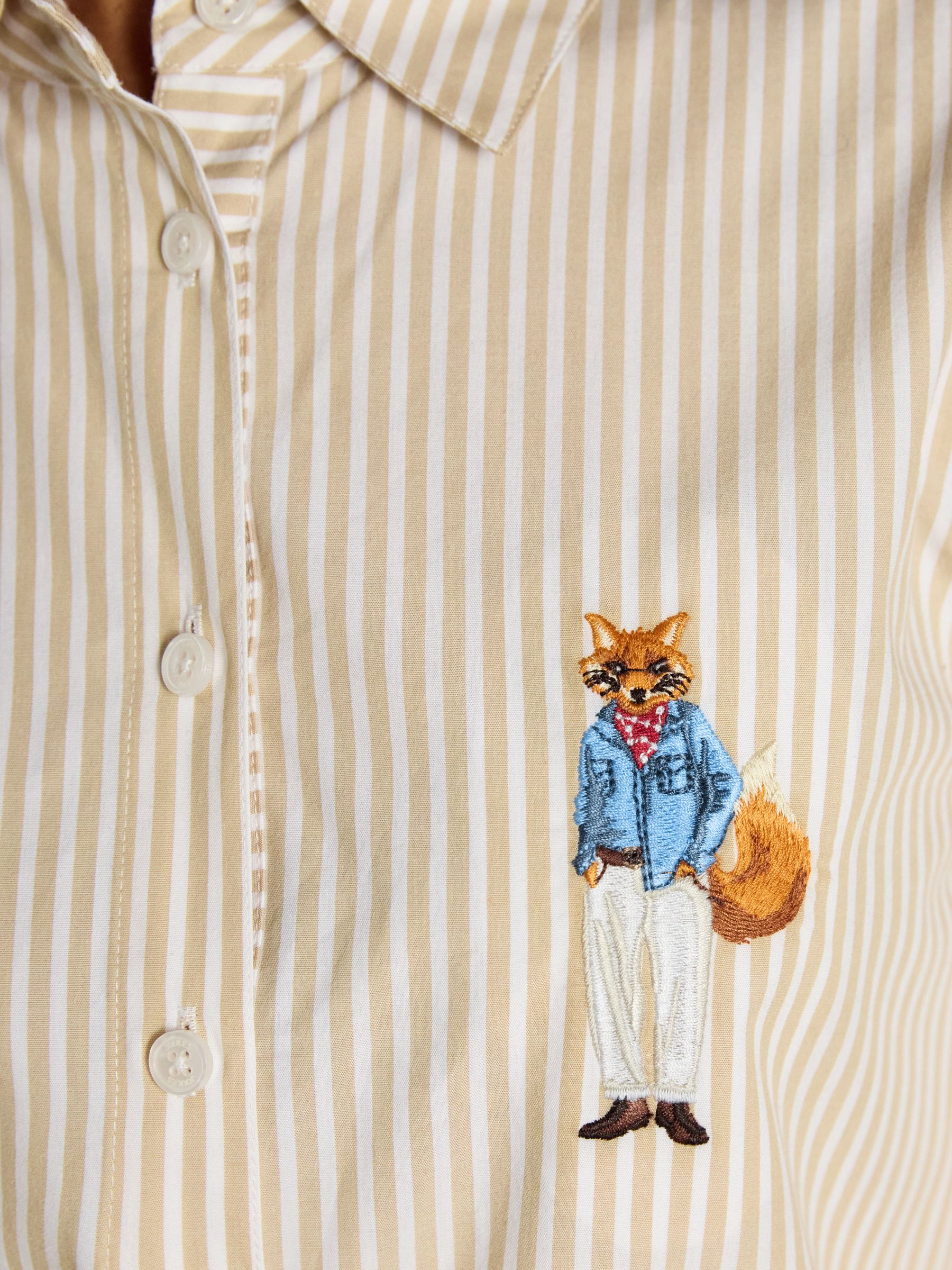 Tan Striped Classic Poplin Shirt