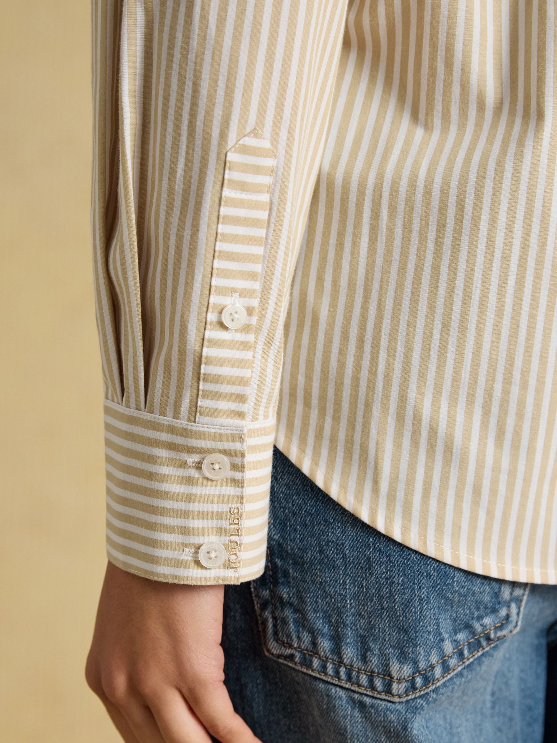 Tan Striped Classic Poplin Shirt