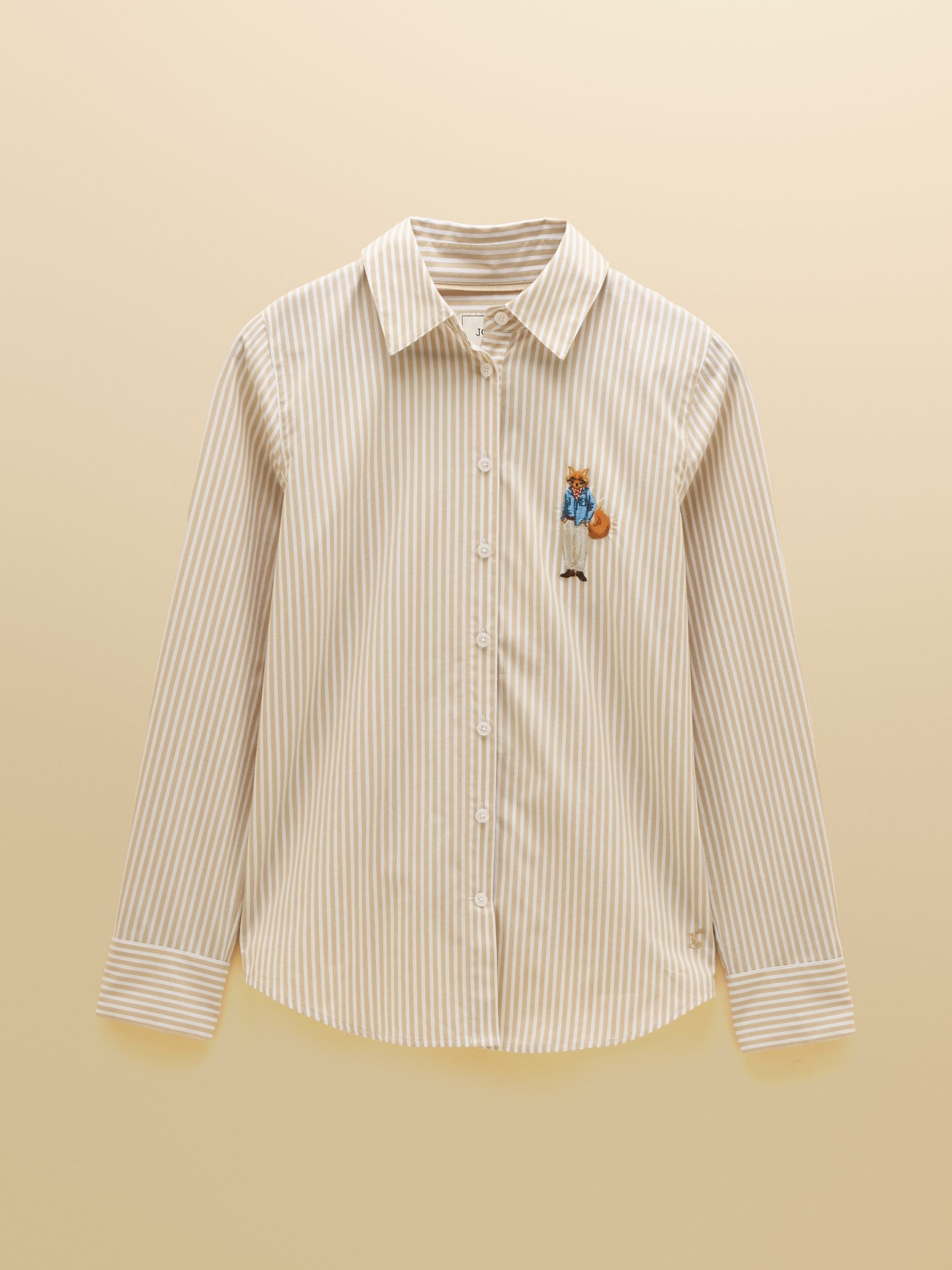 Tan Striped Classic Poplin Shirt