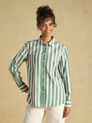 Boyfriend Oxford Green Stripe Shirt