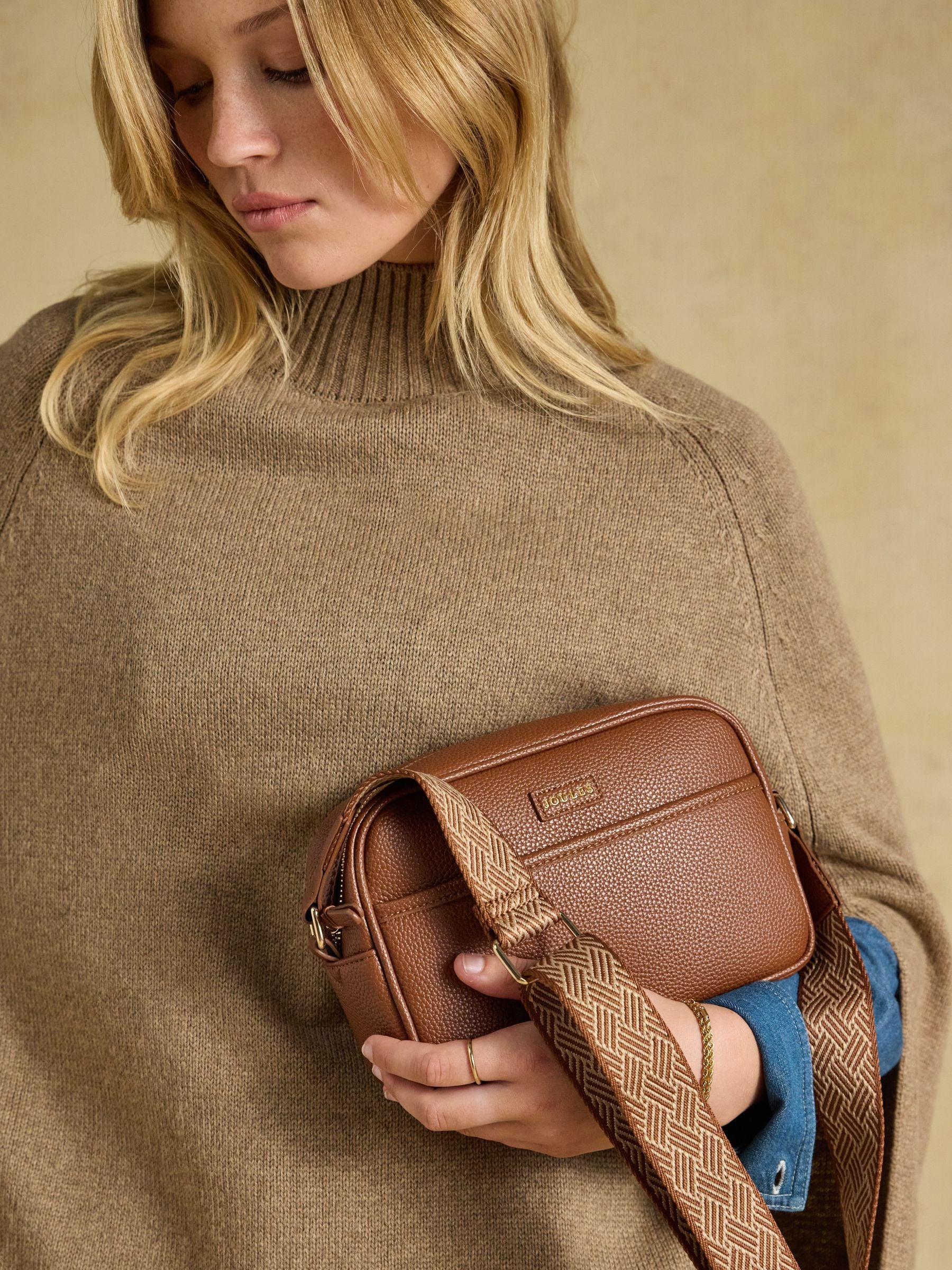 Trent Tan Brown Cross Body Bag with Adjustable Thick Strap