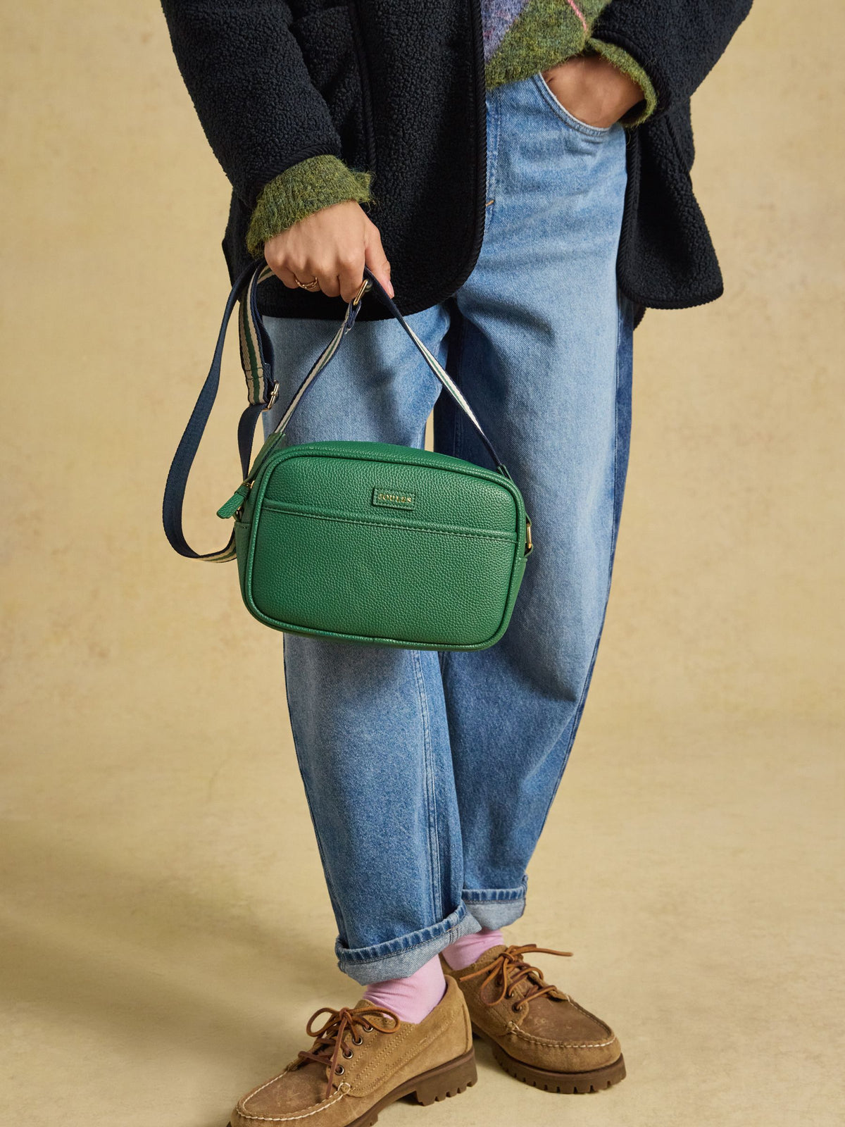 Cross Body Bag with Adjustable Thick Strap - Green
