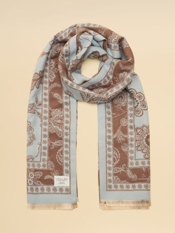 Jacquard Blue Brown Floral Scarf