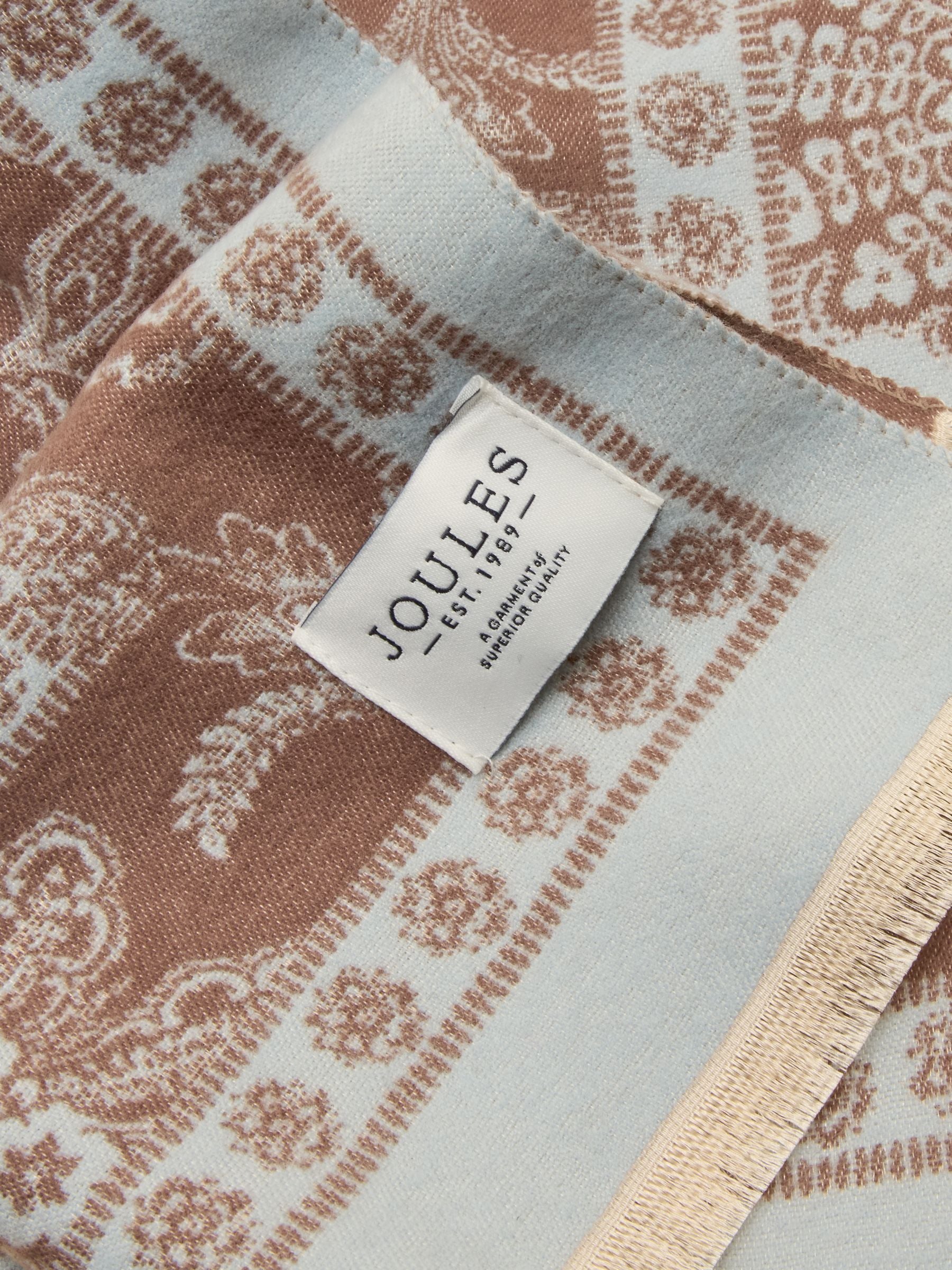 Jacquard Blue Brown Floral Scarf