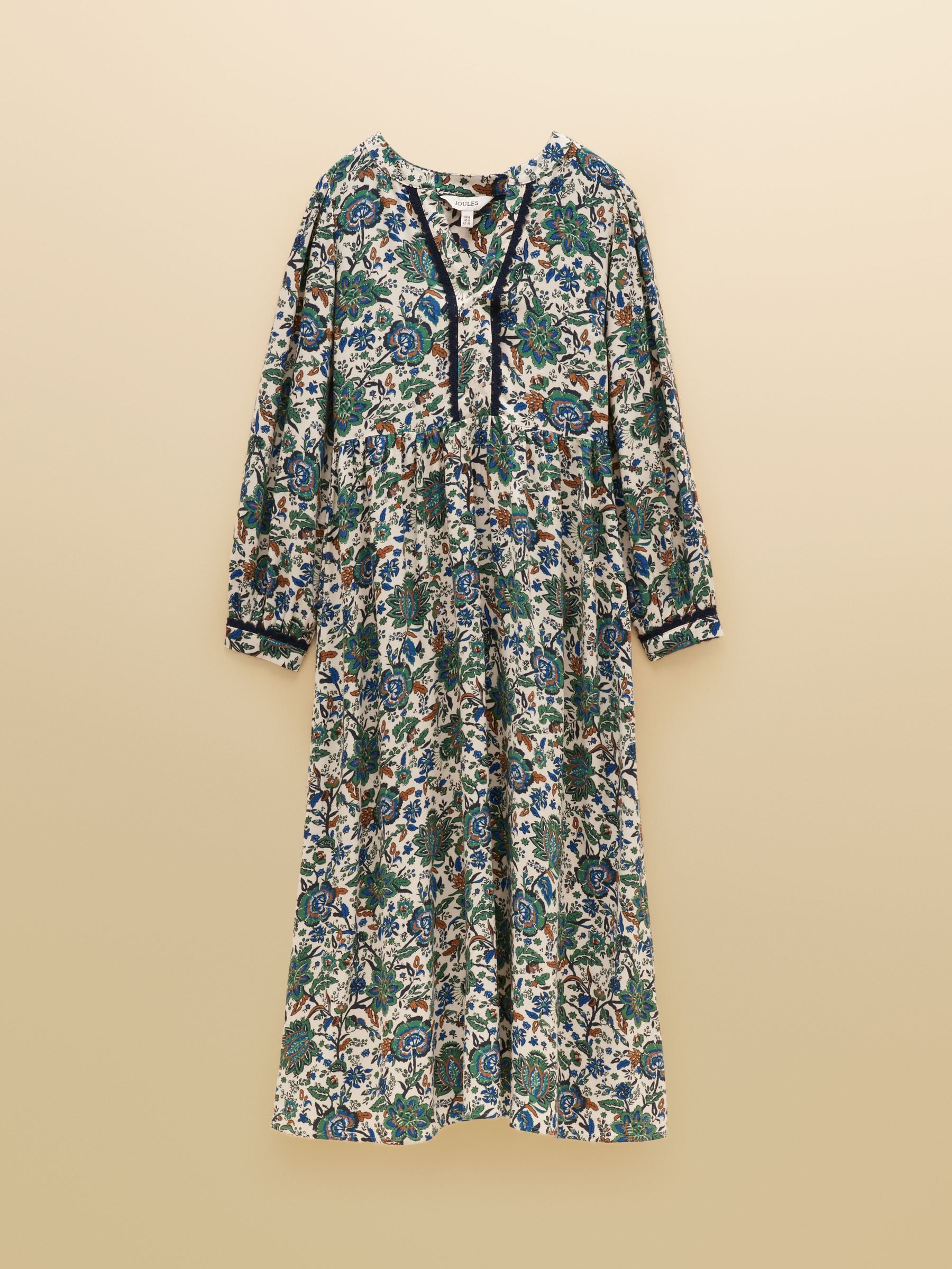 Bethany Blue Floral Lace Trim Midi Dress