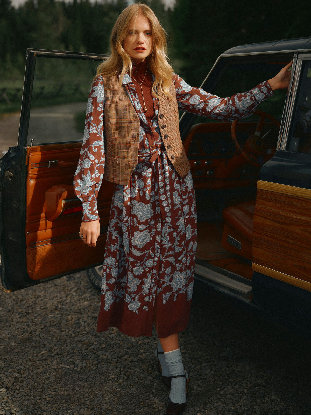 Piper Western Shirt Dress - Chocolate Placement Print