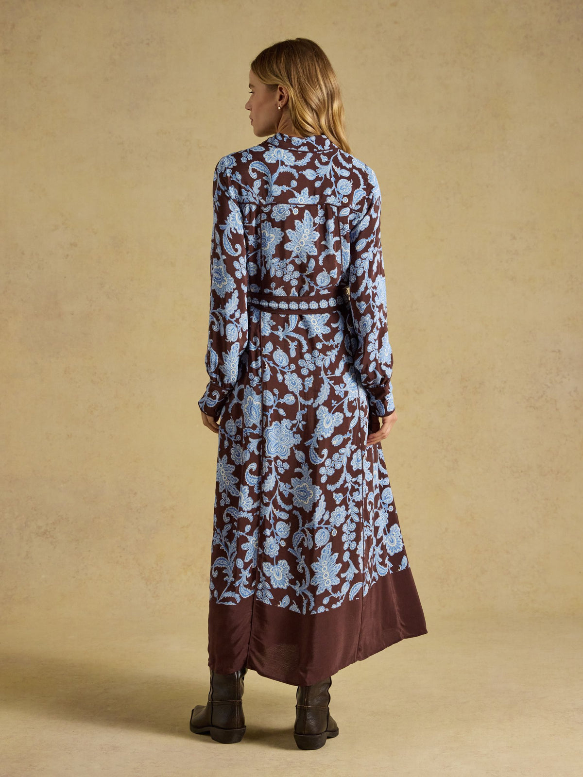 Piper Western Shirt Dress - Chocolate Placement Print