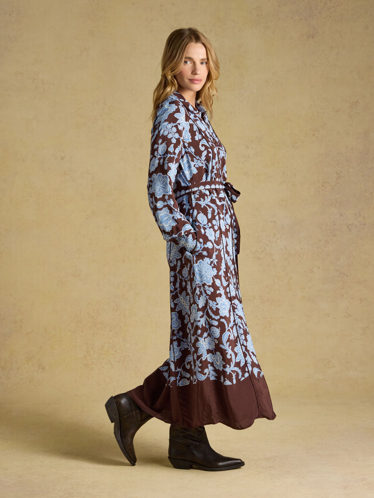 Piper Western Shirt Dress - Chocolate Placement Print