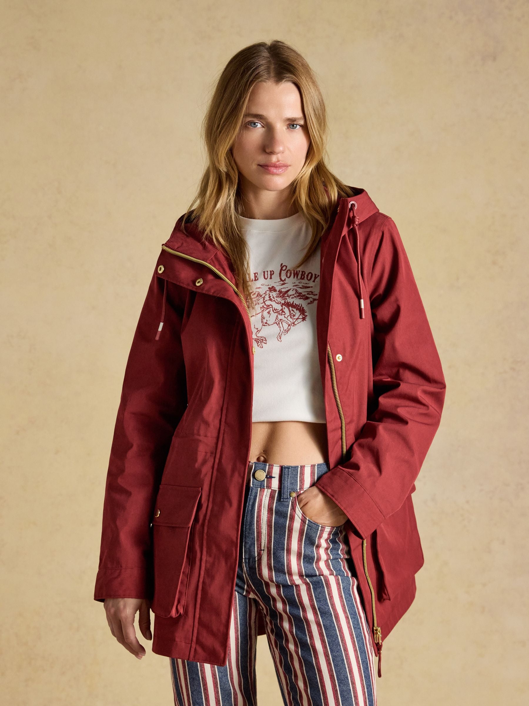 Portwell Rust Red Waterproof Raincoat With Hood