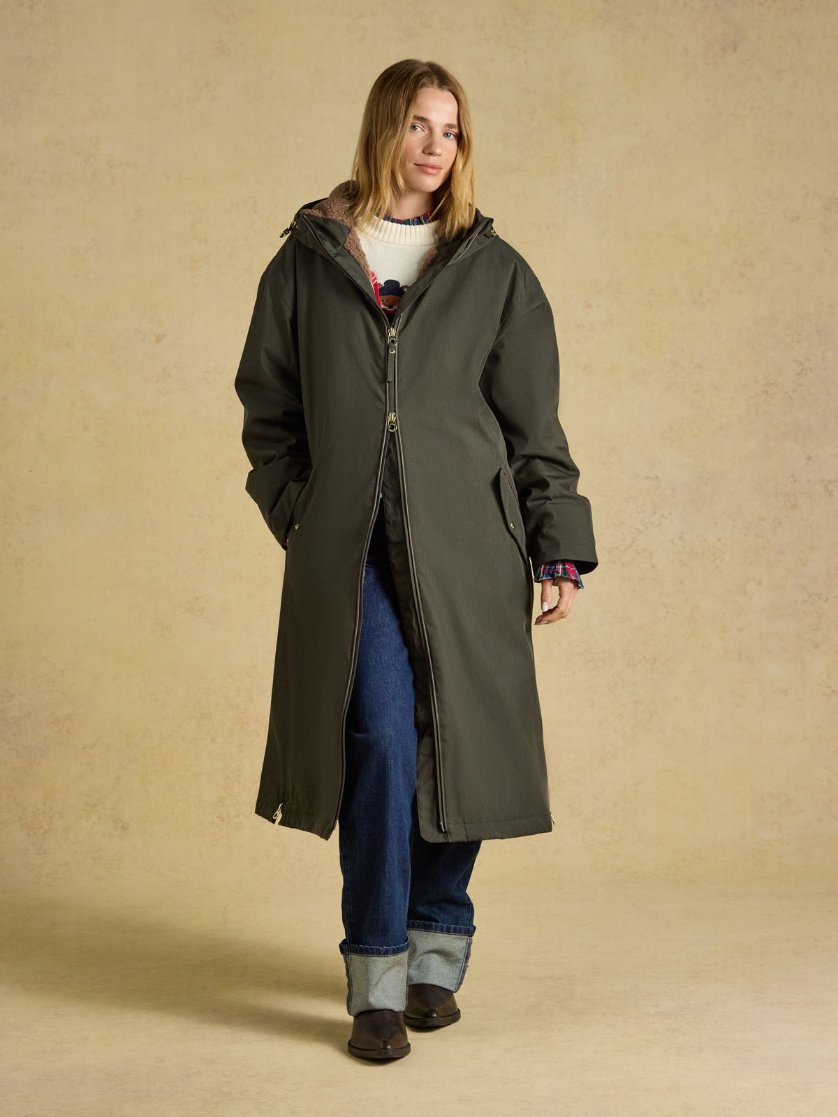 Coverall Fleece Lined Waterproof Coat - Green