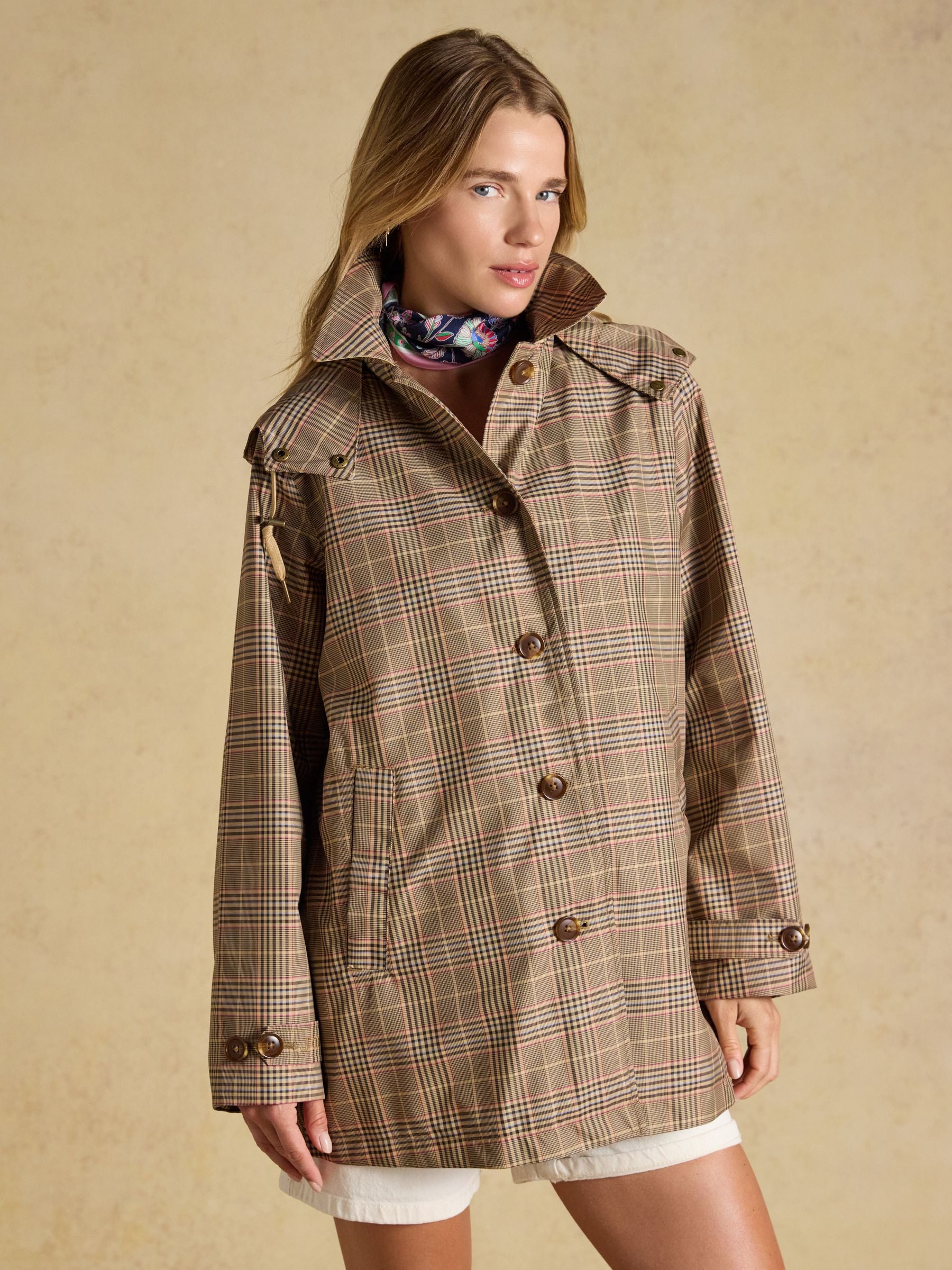 Rainmore Check Waterproof Button Through Raincoat