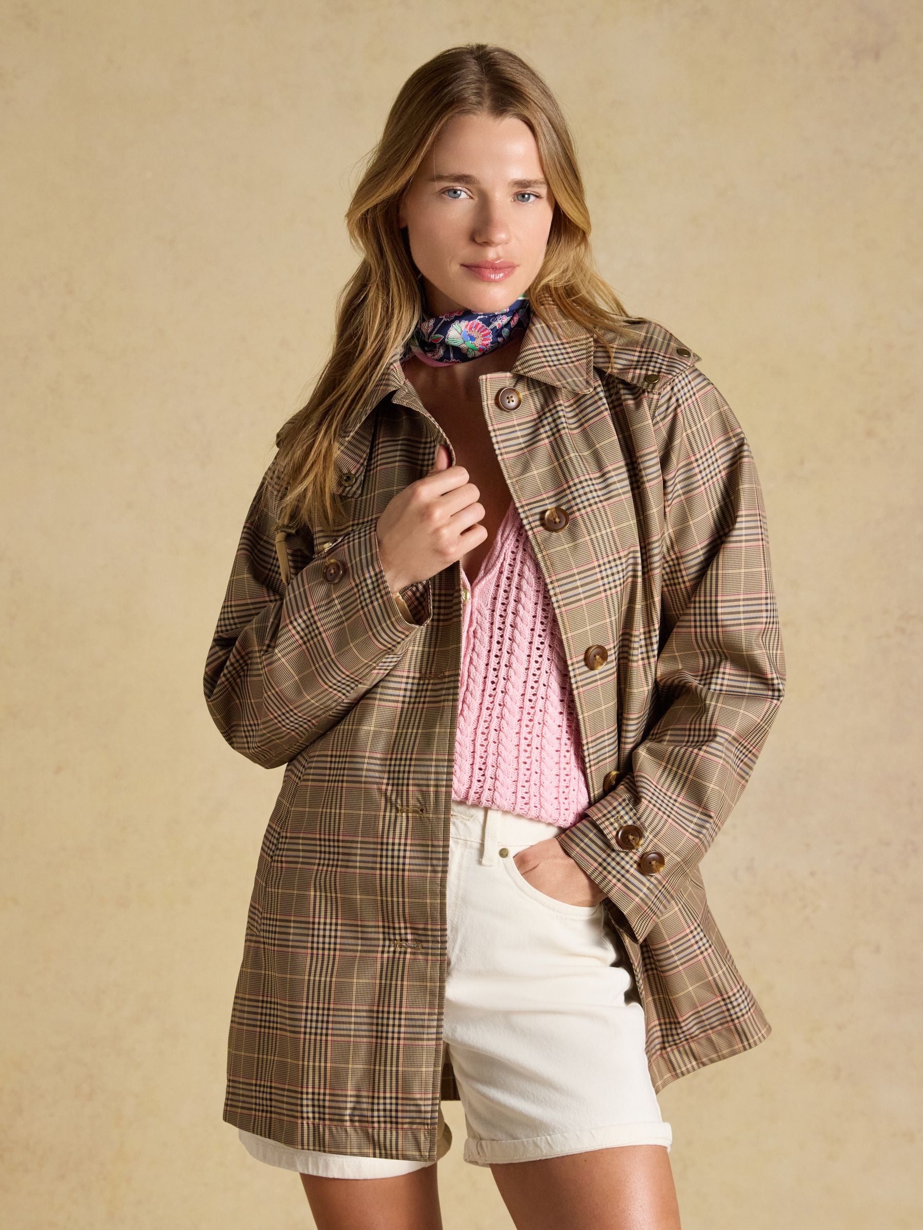 Rainmore Check Waterproof Button Through Raincoat