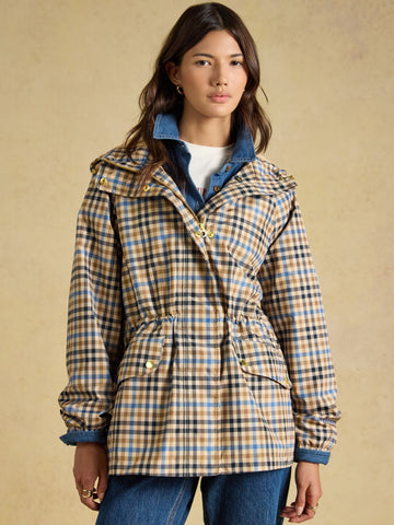 Everdry Brown Check Waterproof Packable Raincoat With Hood