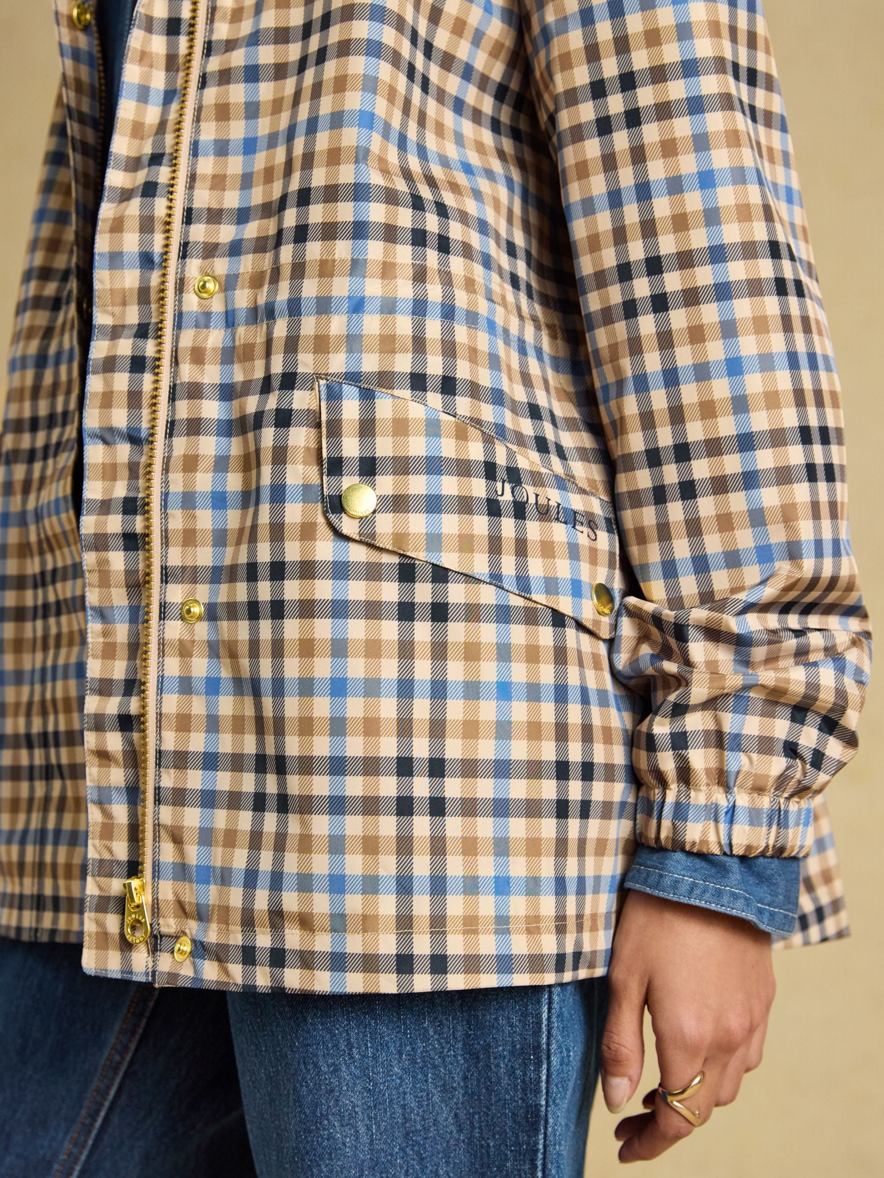 Everdry Brown Check Waterproof Packable Raincoat With Hood