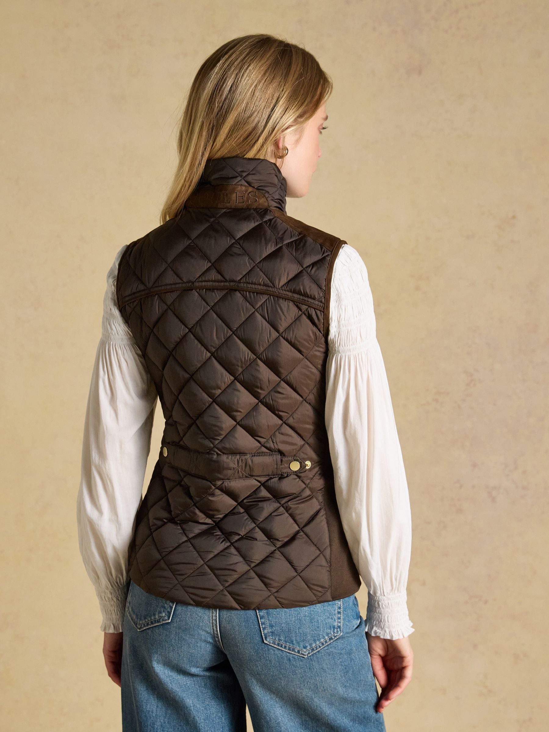 Braemar Luxe Chocolate Brown Showerproof Diamond Quilted Gilet